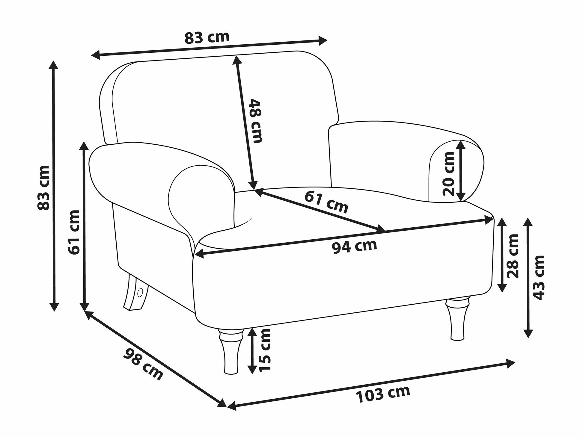 Fotelja Berwyn 2546 (Svijetlo zelena)
