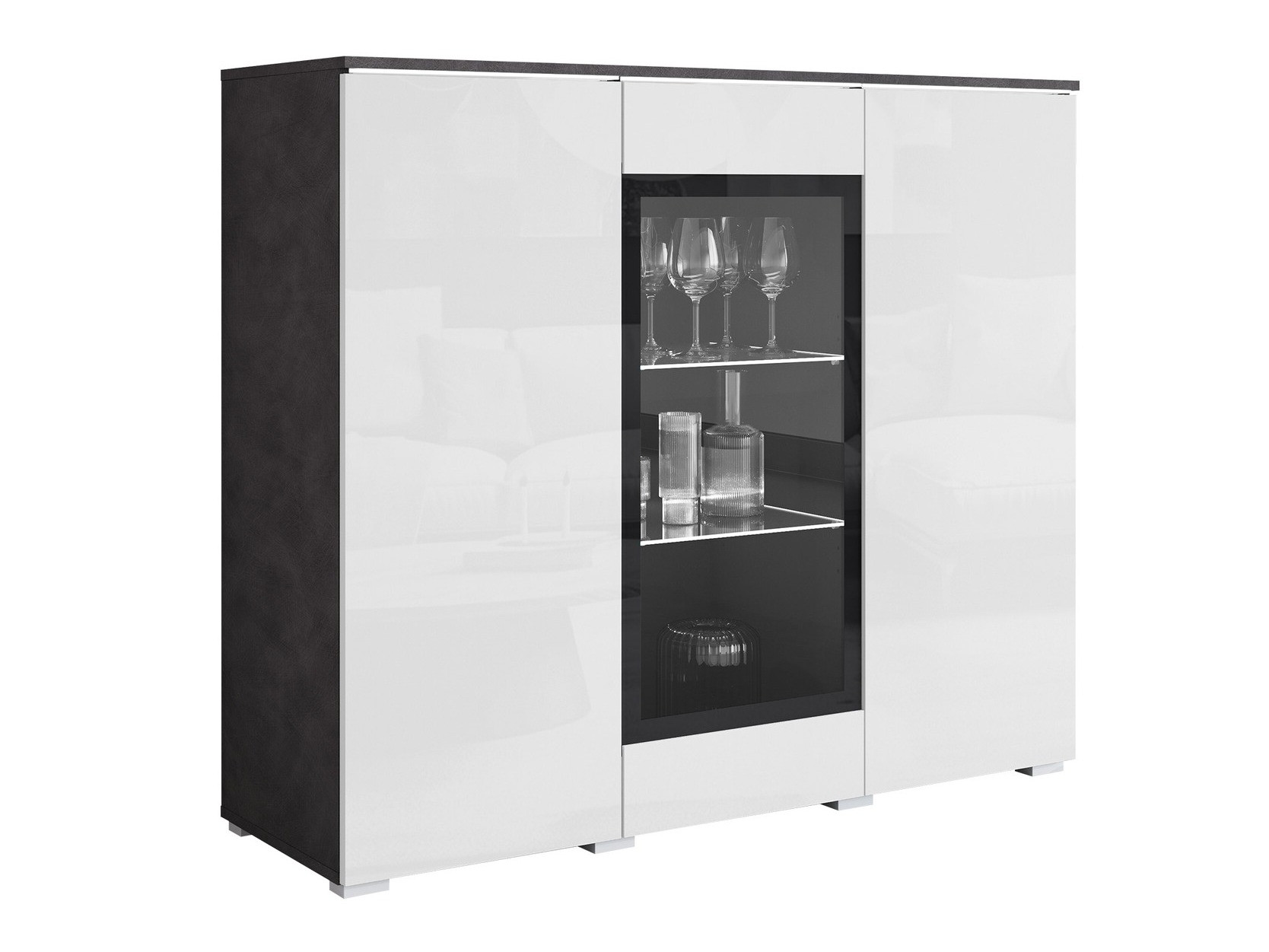 Ormarić Sarasota 186 (Matera siva + Sjajno bijela)