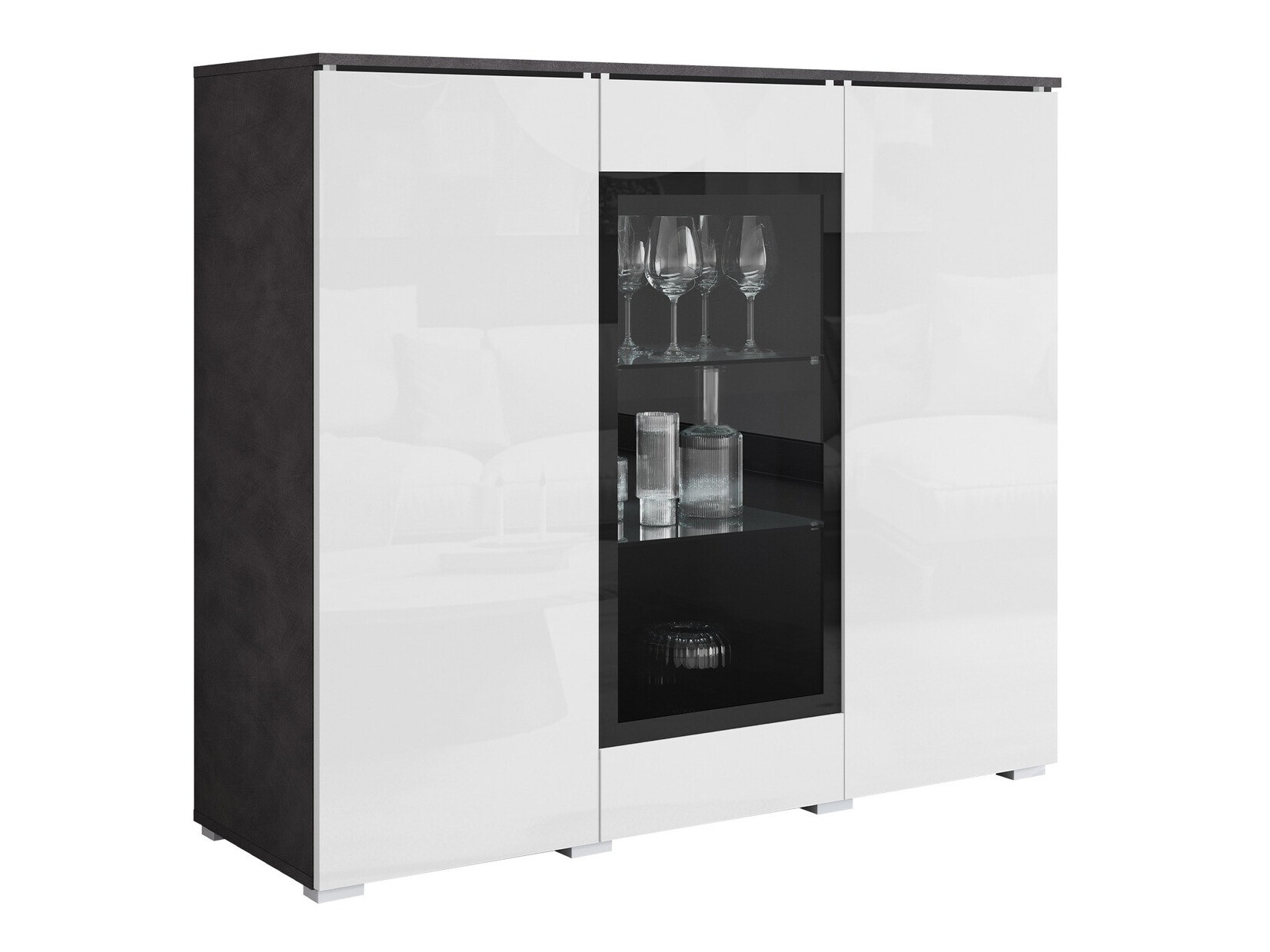 Ormarić Sarasota 186 (Siva Matera + Sjajno bijela)