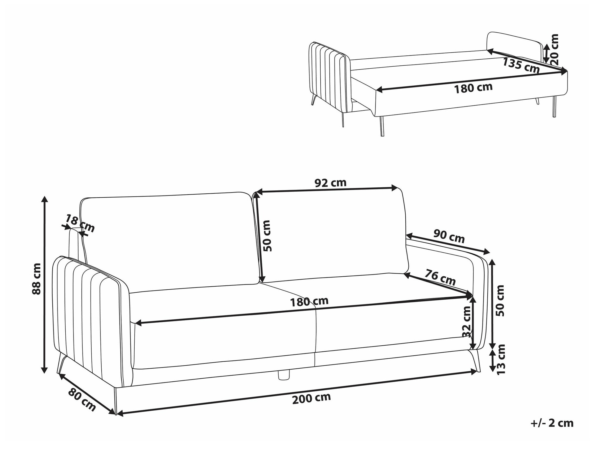 Kauč na razvlačenje Berwyn 2549 (Bijela)