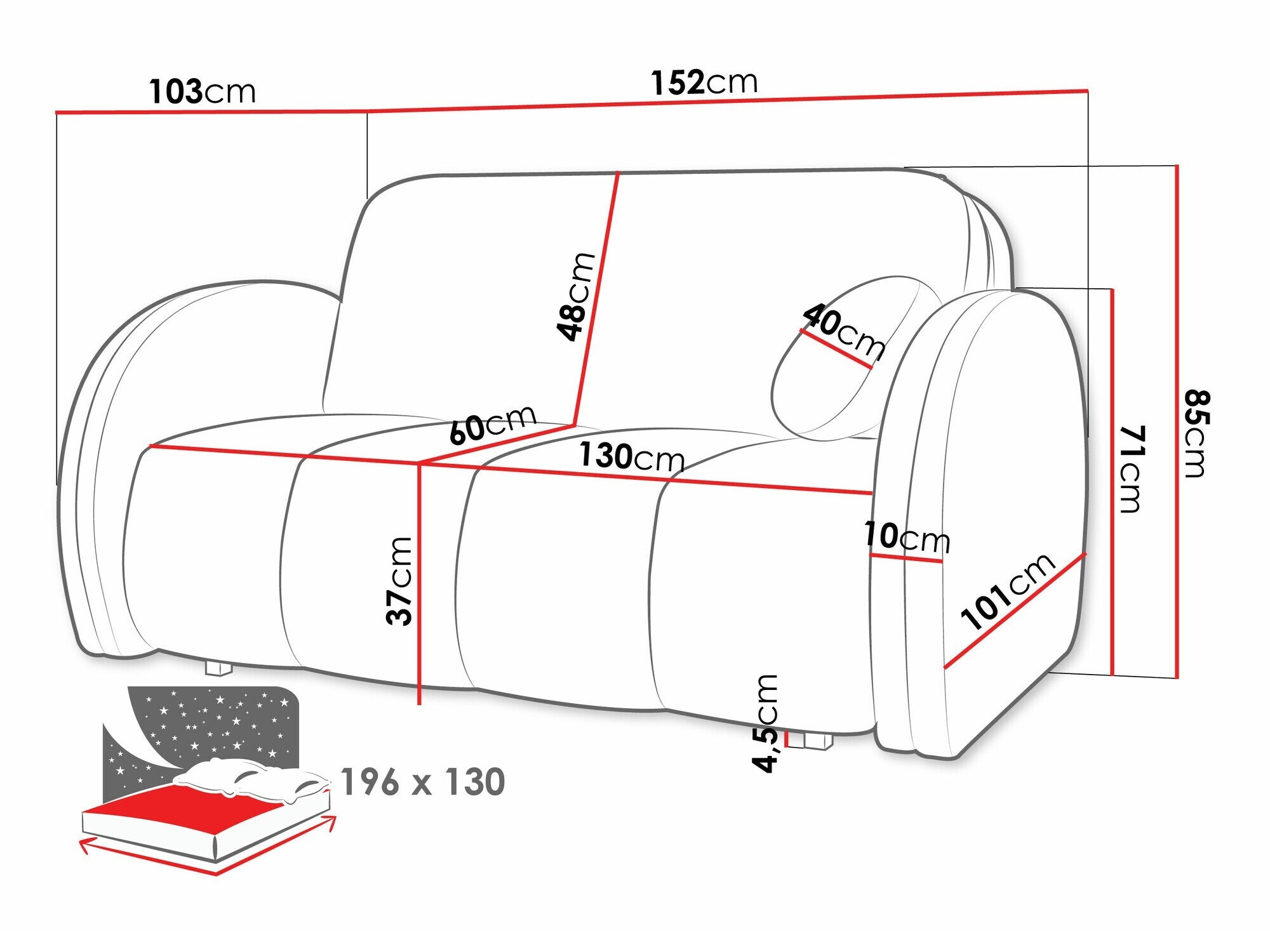 Kauč na razvlačenje Columbus 242 (Velo 621)