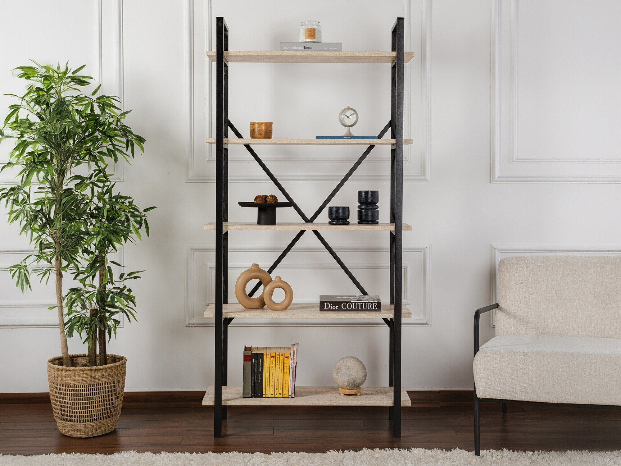 Polica Novato 115 (Svijetlo smeđa + Crna)