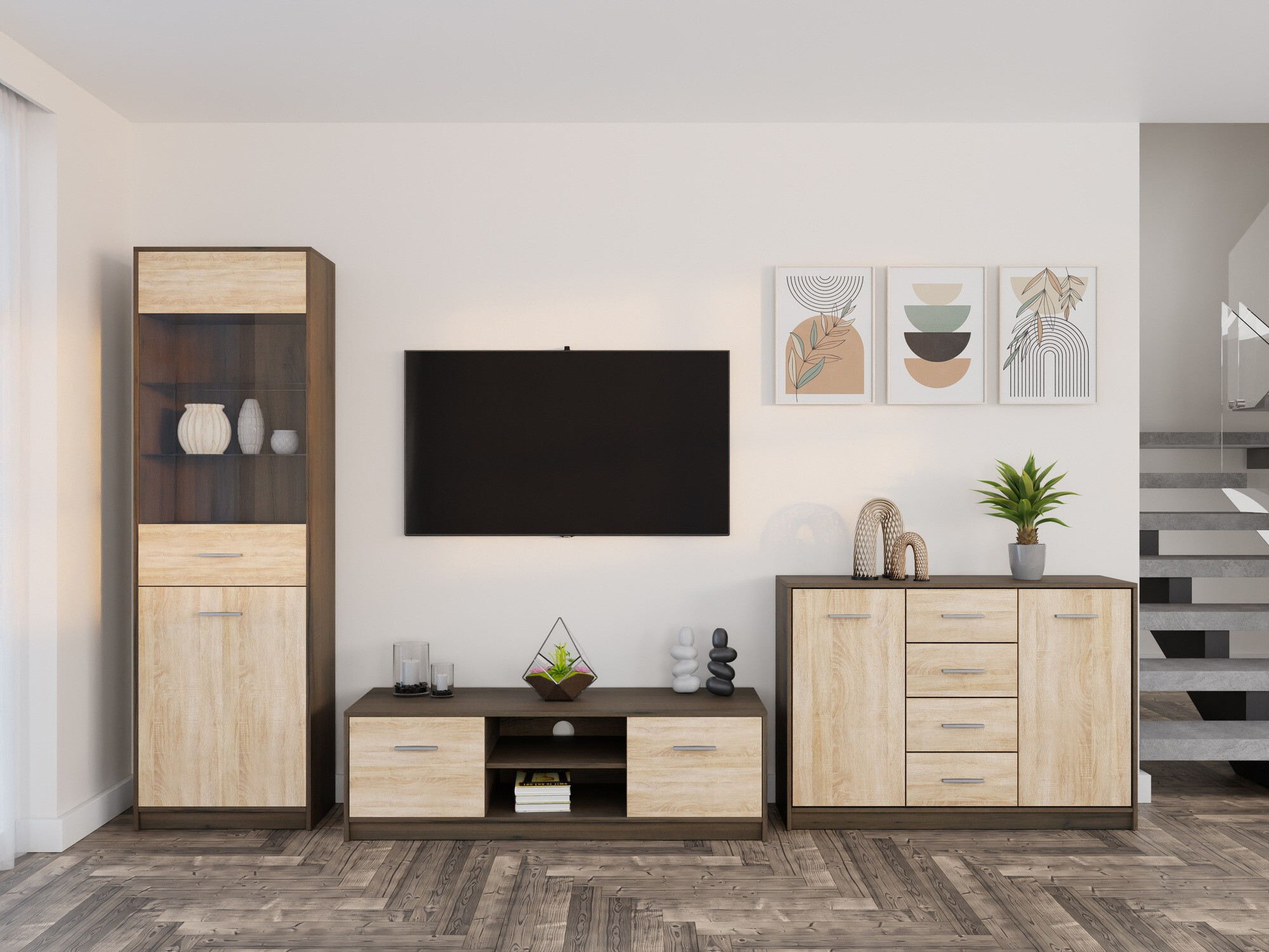 Set za dnevni boravak Novsore 162 (Tamni hrast + Sonoma hrast)