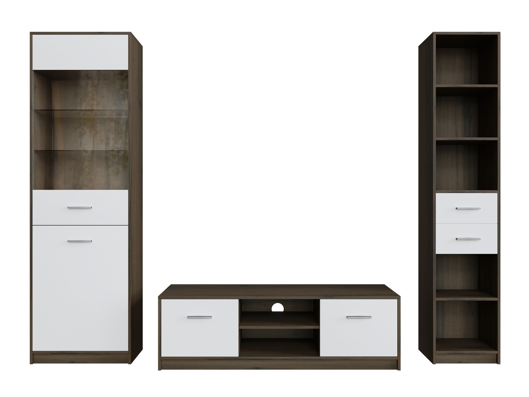 Set za dnevni boravak Novsore 163 (Tamni hrast + Bijela)