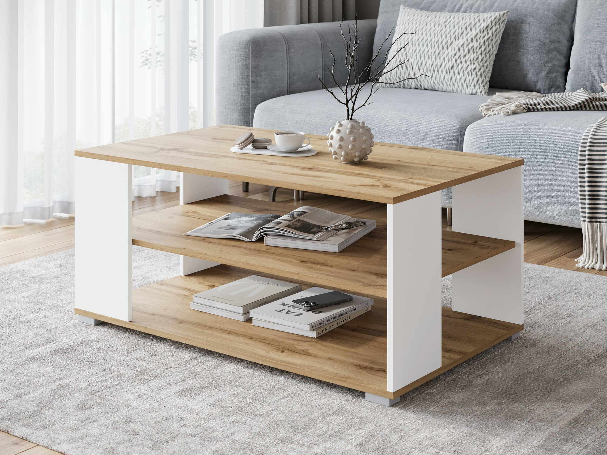 Stolić za kavu Sarasota 187 (Hrast Wotan + Bijela)