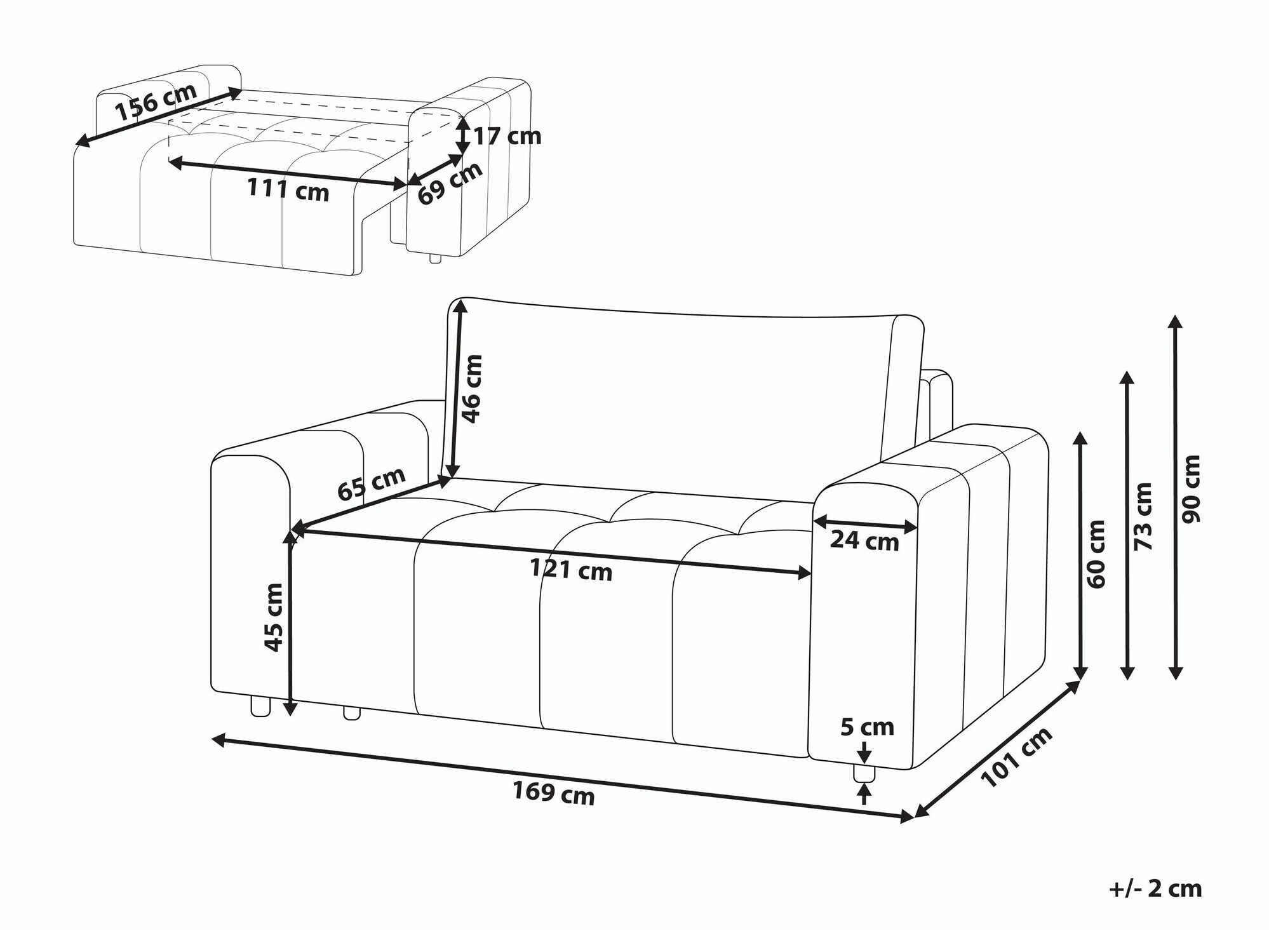 Kauč na razvlačenje Mirtivi 101 (Svijetlo siva)