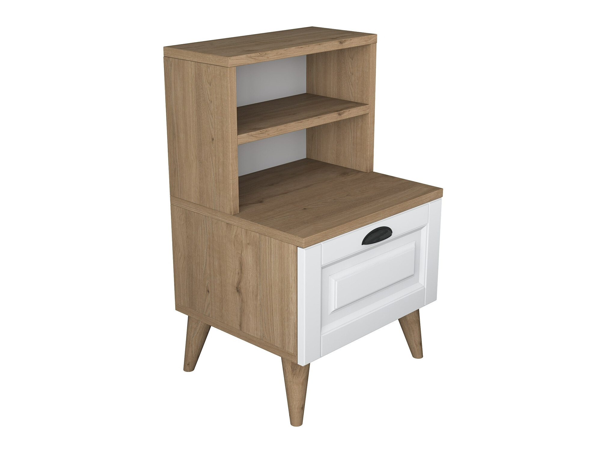 Noćni ormarić Kailua 1531 (Svijetlo drvo + Bijela)