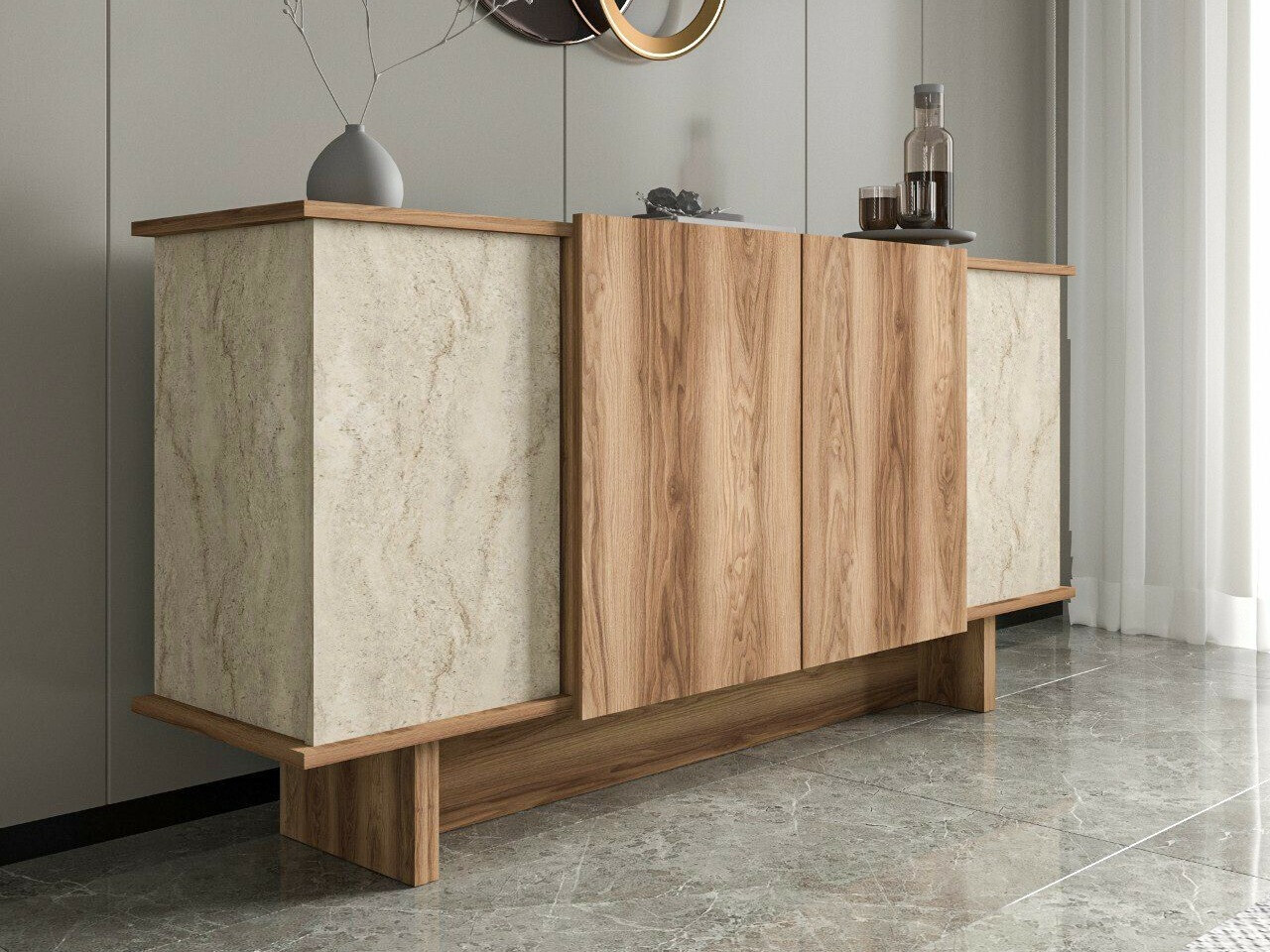 Ormarić Kailua 2453 (Svijetla Travertine + Orah)