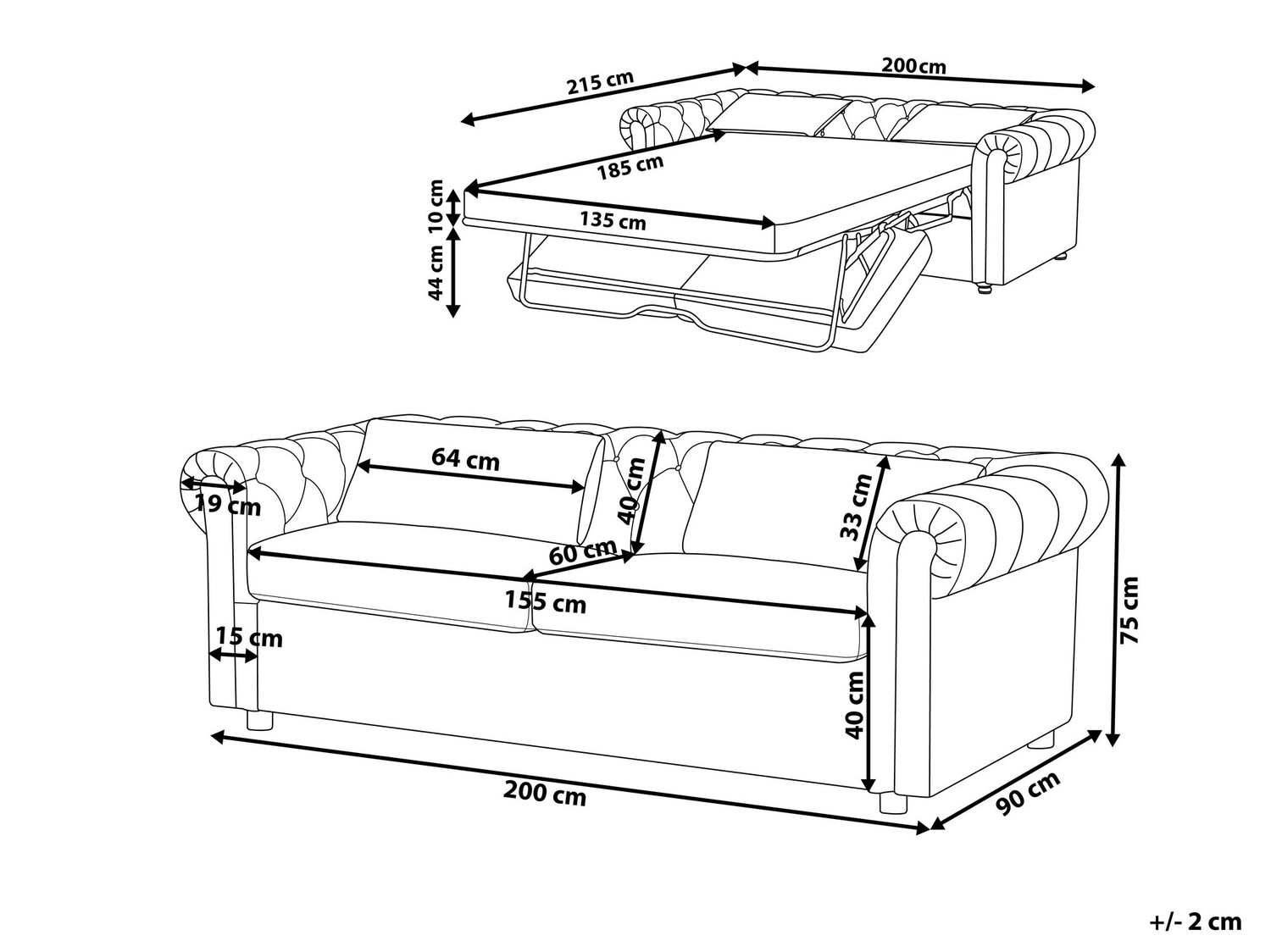 Sofa chesterfield SC7888 s manjim nepravilnostima
