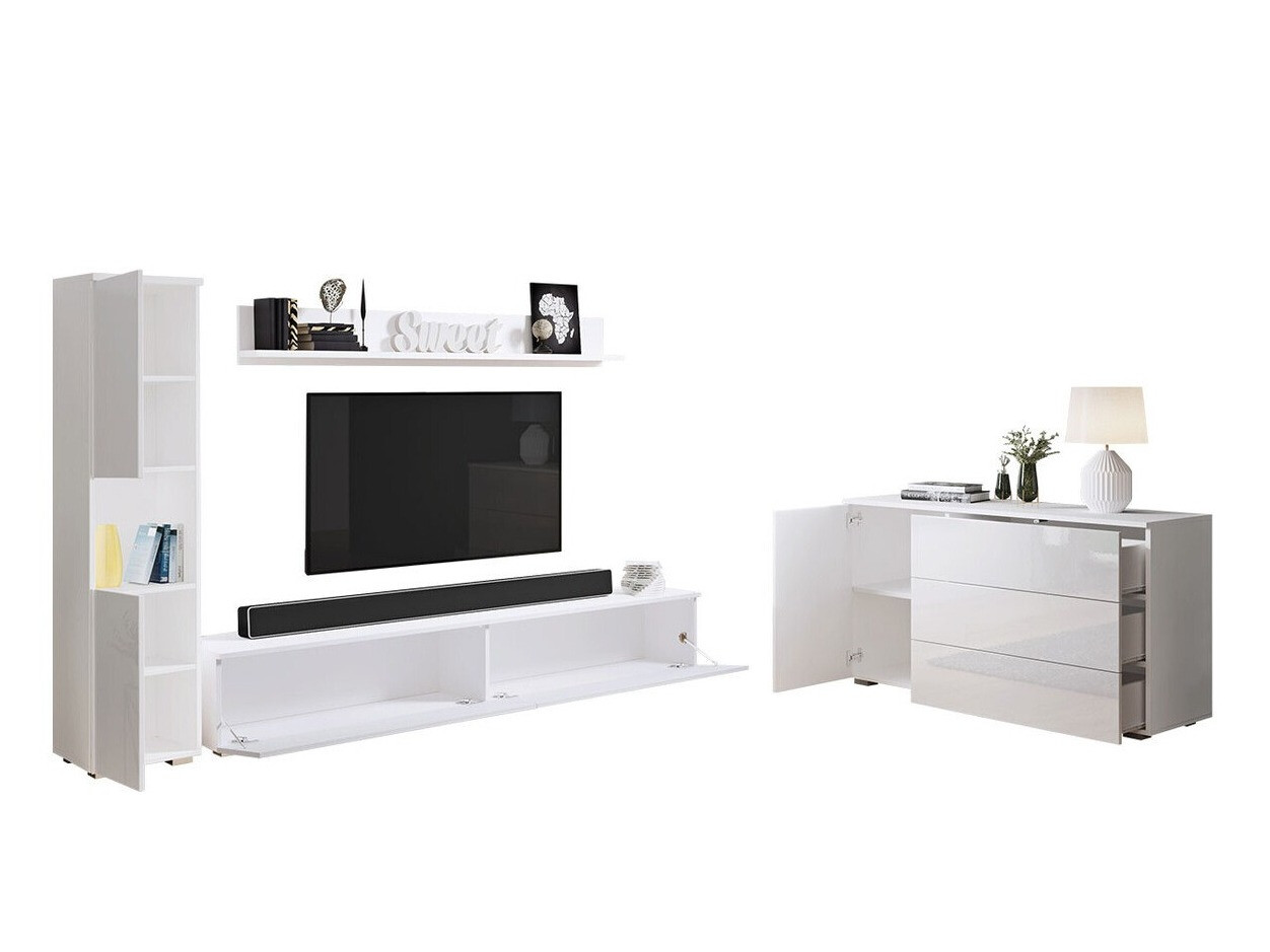 Set za dnevni boravak Sarasota 132 (Bijela + Sjajno bijela)