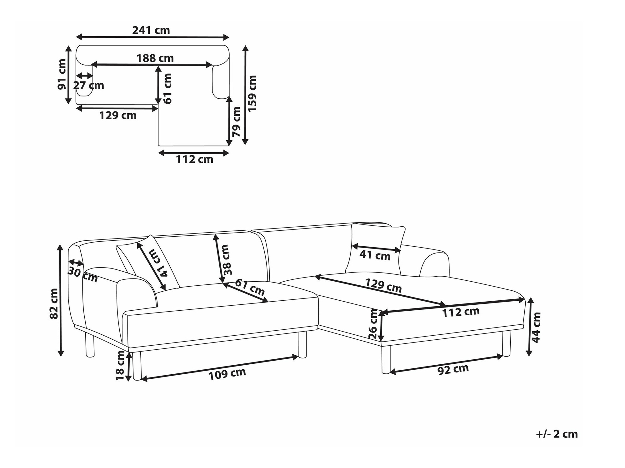Kutna garnitura Berwyn 2560 (Svijetlo siva)