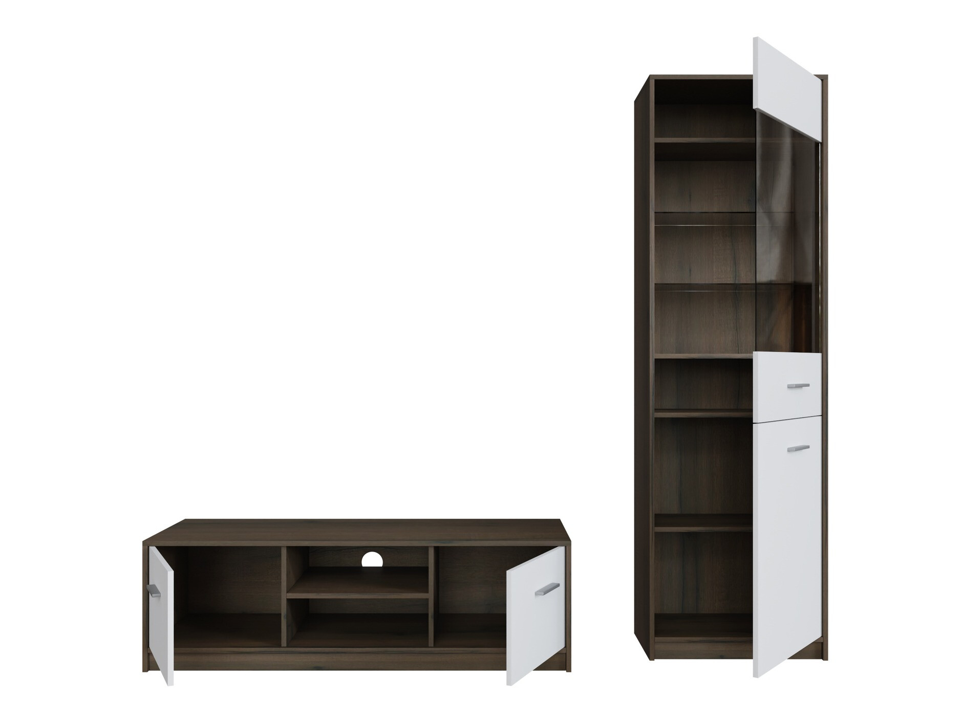 Set za dnevni boravak Novsore 161 (Tamni hrast + Bijela)