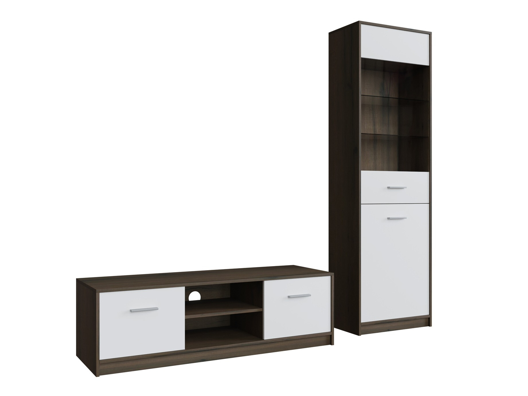 Set za dnevni boravak Novsore 161 (Tamni hrast + Bijela)