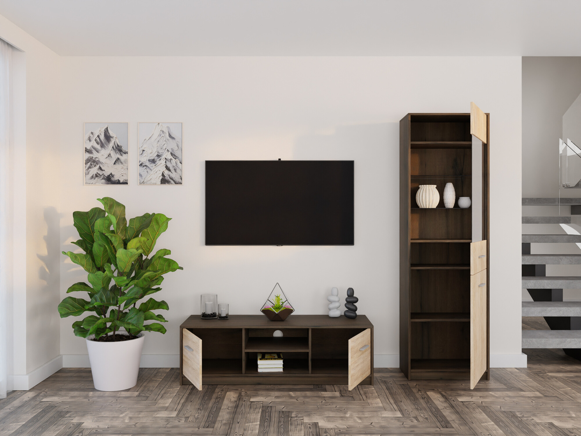 Set za dnevni boravak Novsore 161 (Tamni hrast + Sonoma hrast)