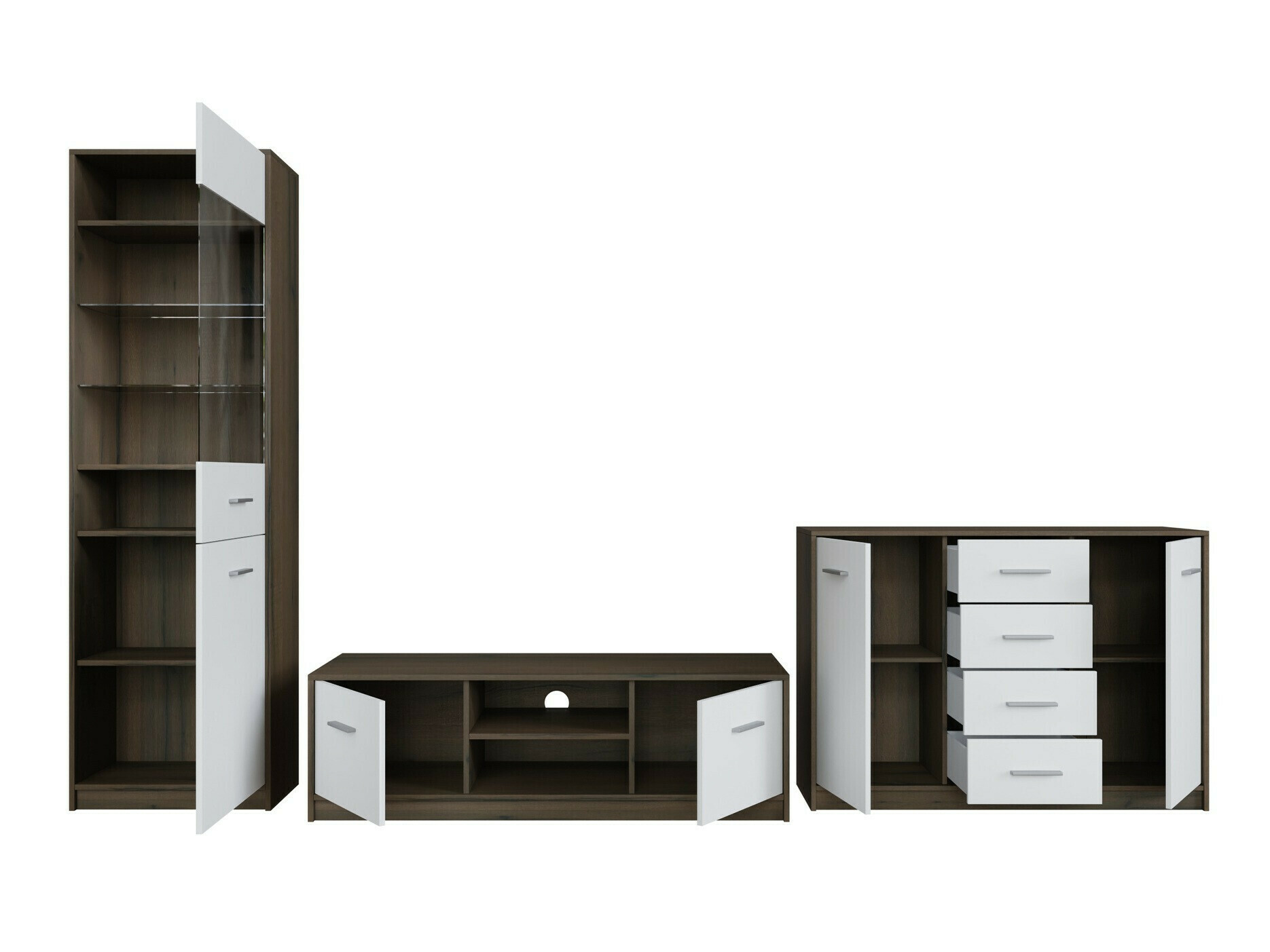 Set za dnevni boravak Novsore 162 (Tamni hrast + Bijela)