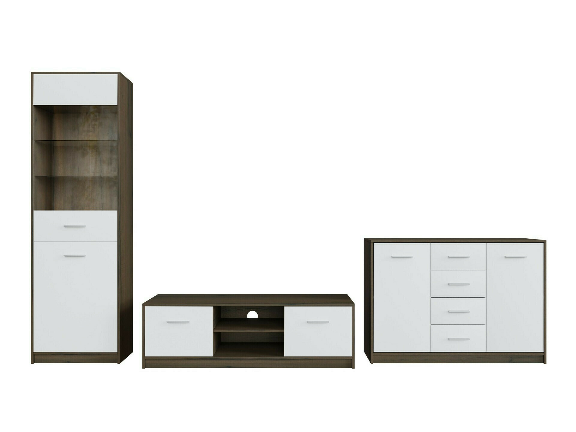 Set za dnevni boravak Novsore 162 (Tamni hrast + Bijela)