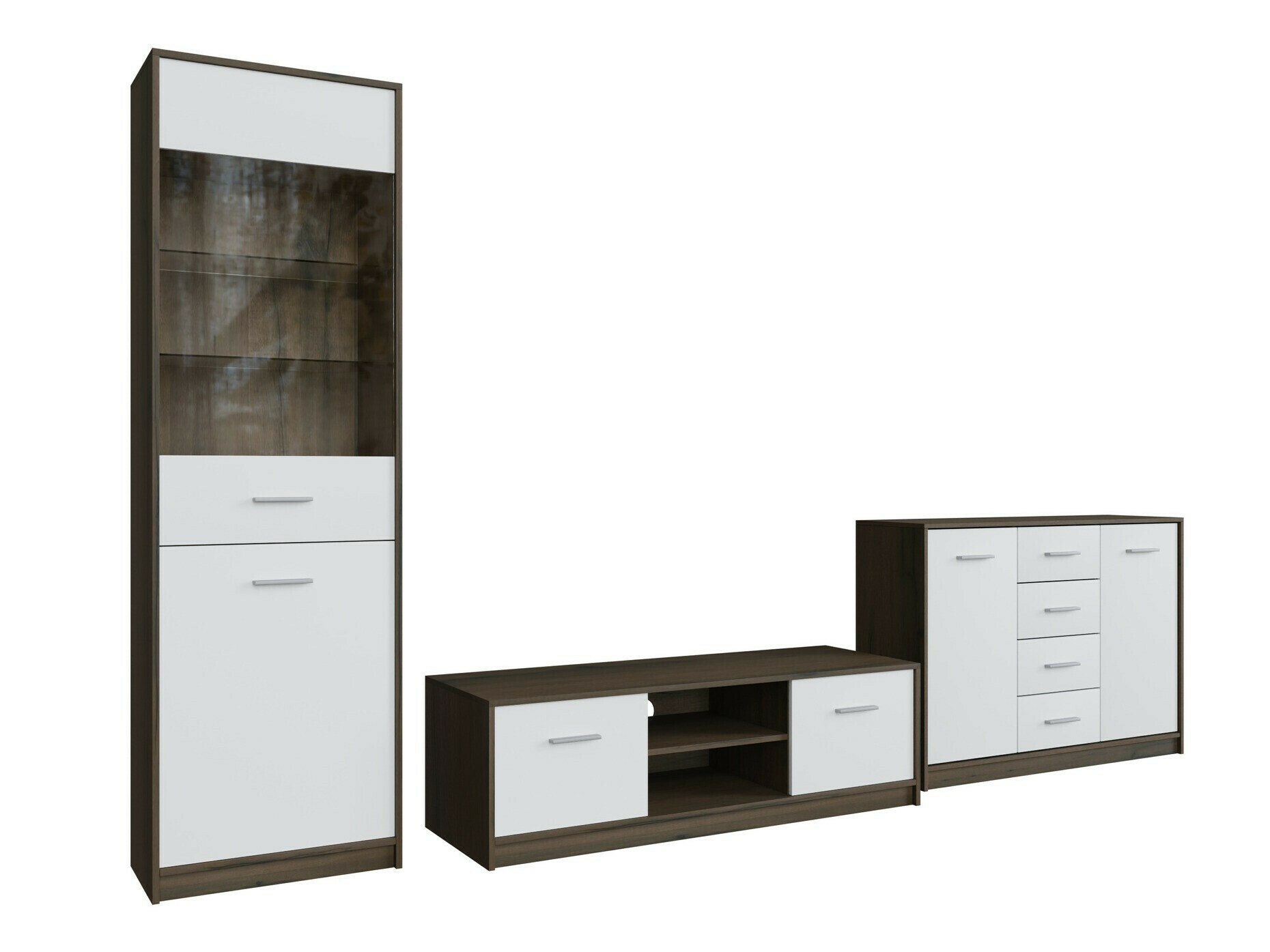 Set za dnevni boravak Novsore 162 (Tamni hrast + Bijela)