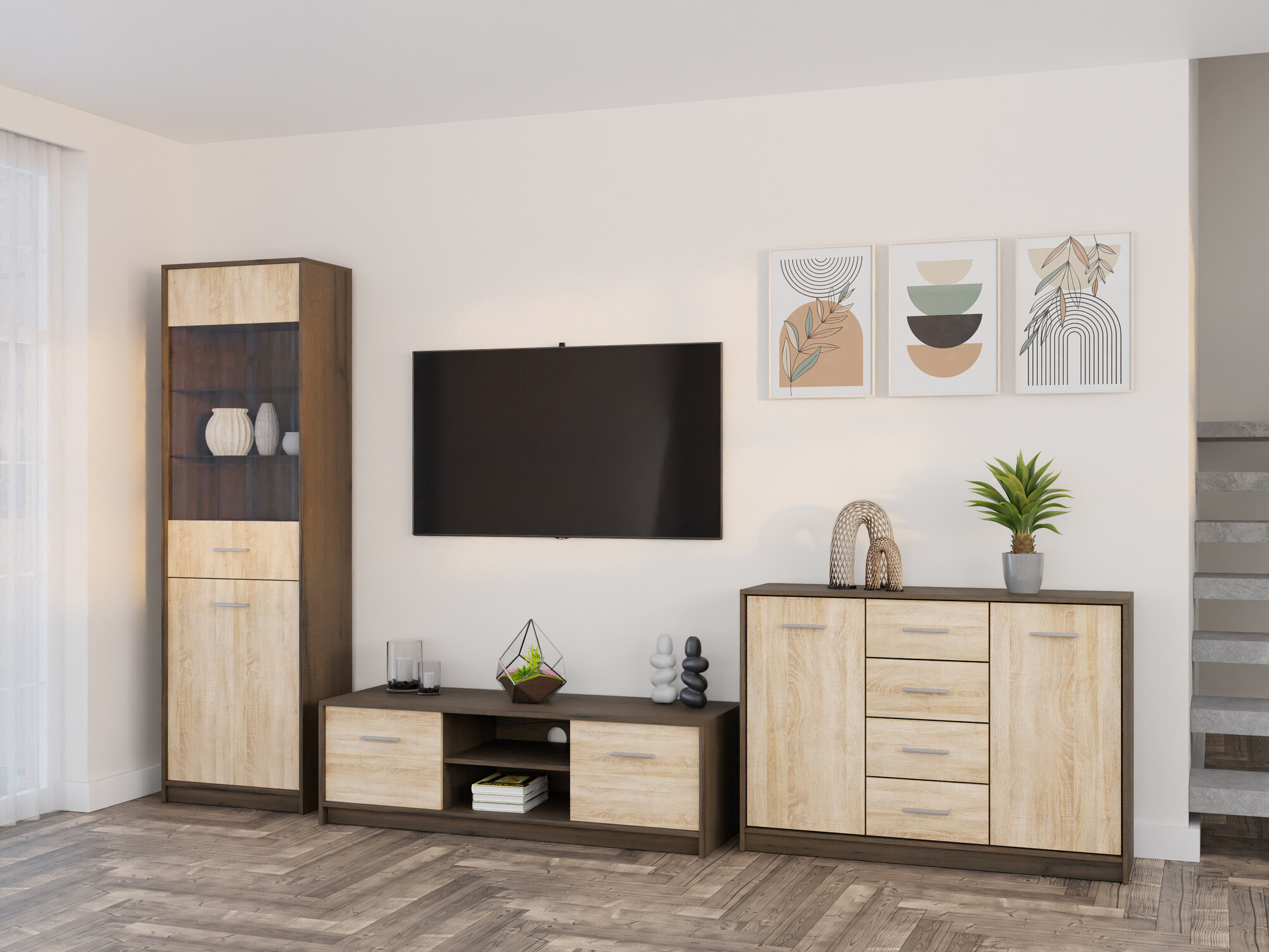 Set za dnevni boravak Novsore 162 (Tamni hrast + Sonoma hrast)