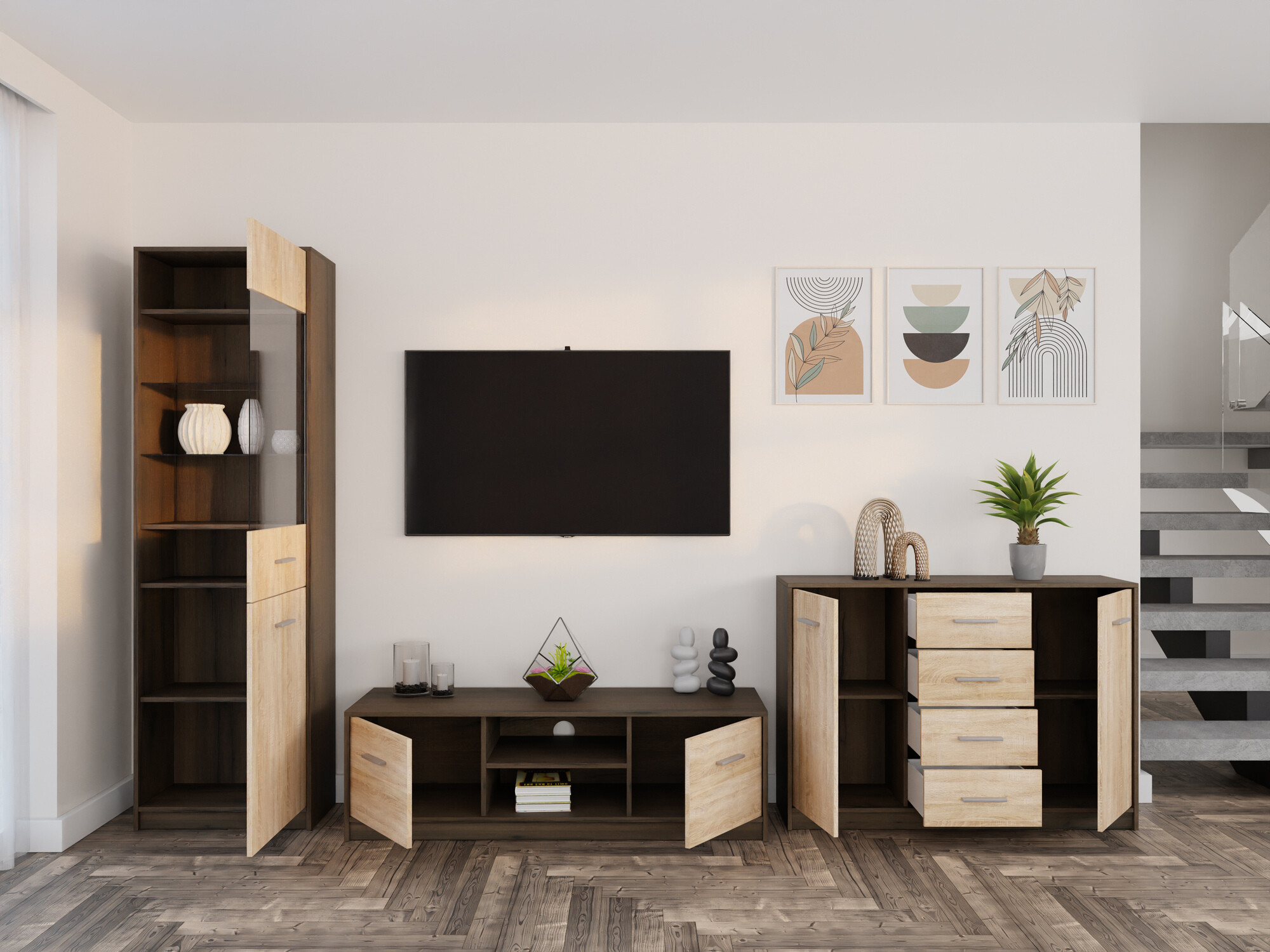 Set za dnevni boravak Novsore 162 (Tamni hrast + Sonoma hrast)