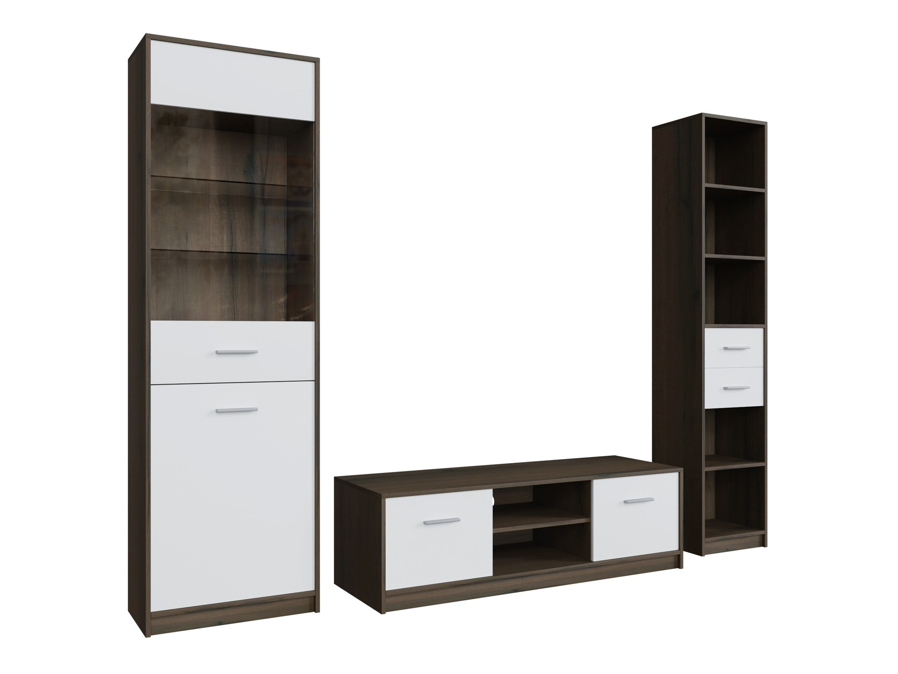 Set za dnevni boravak Novsore 163 (Tamni hrast + Bijela)