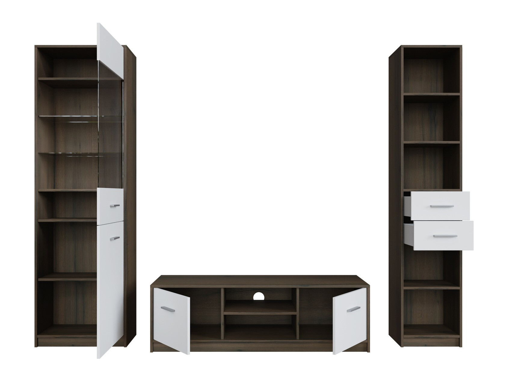 Set za dnevni boravak Novsore 163 (Tamni hrast + Bijela)