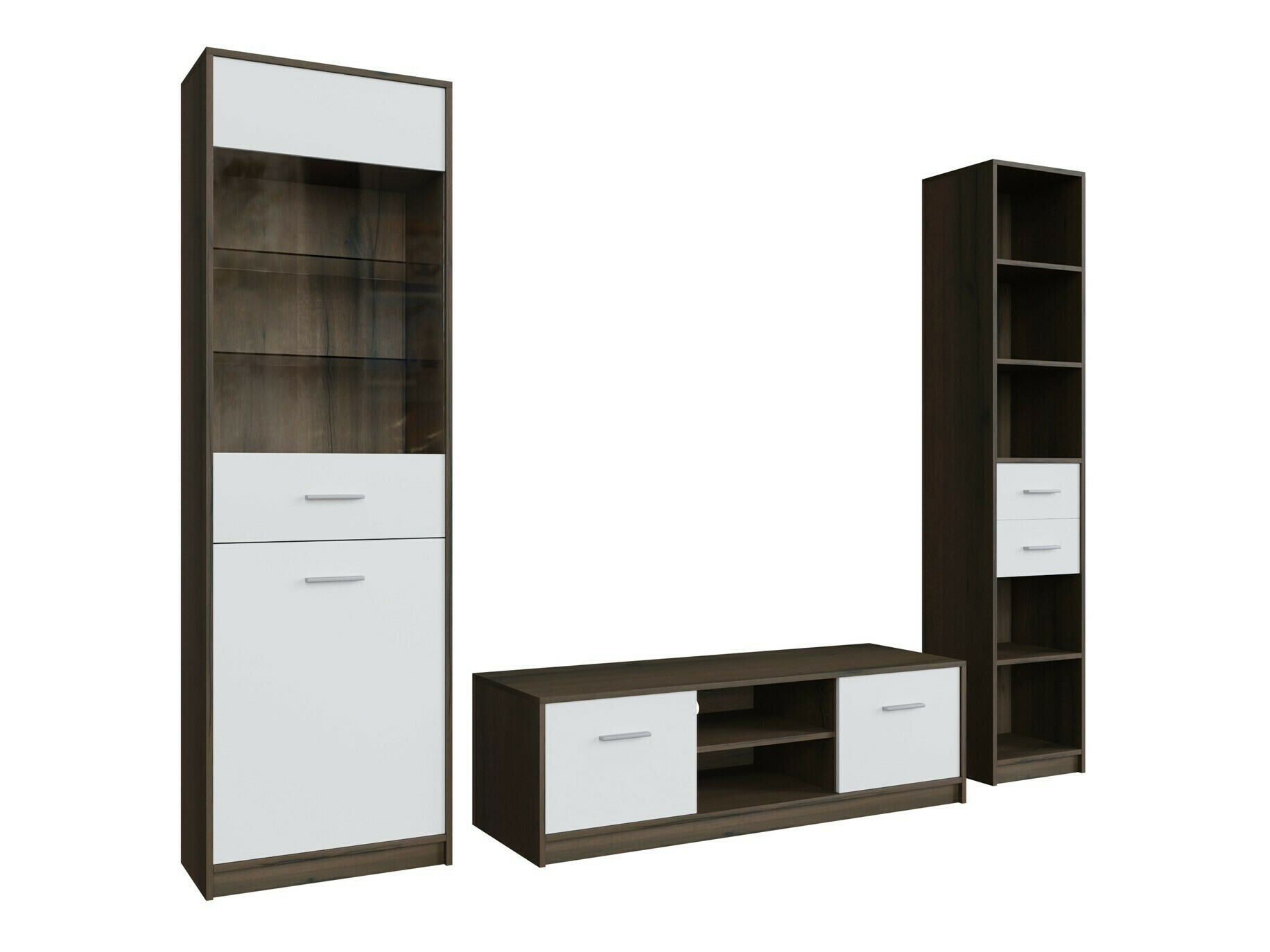 Set za dnevni boravak Novsore 163 (Tamni hrast + Bijela)