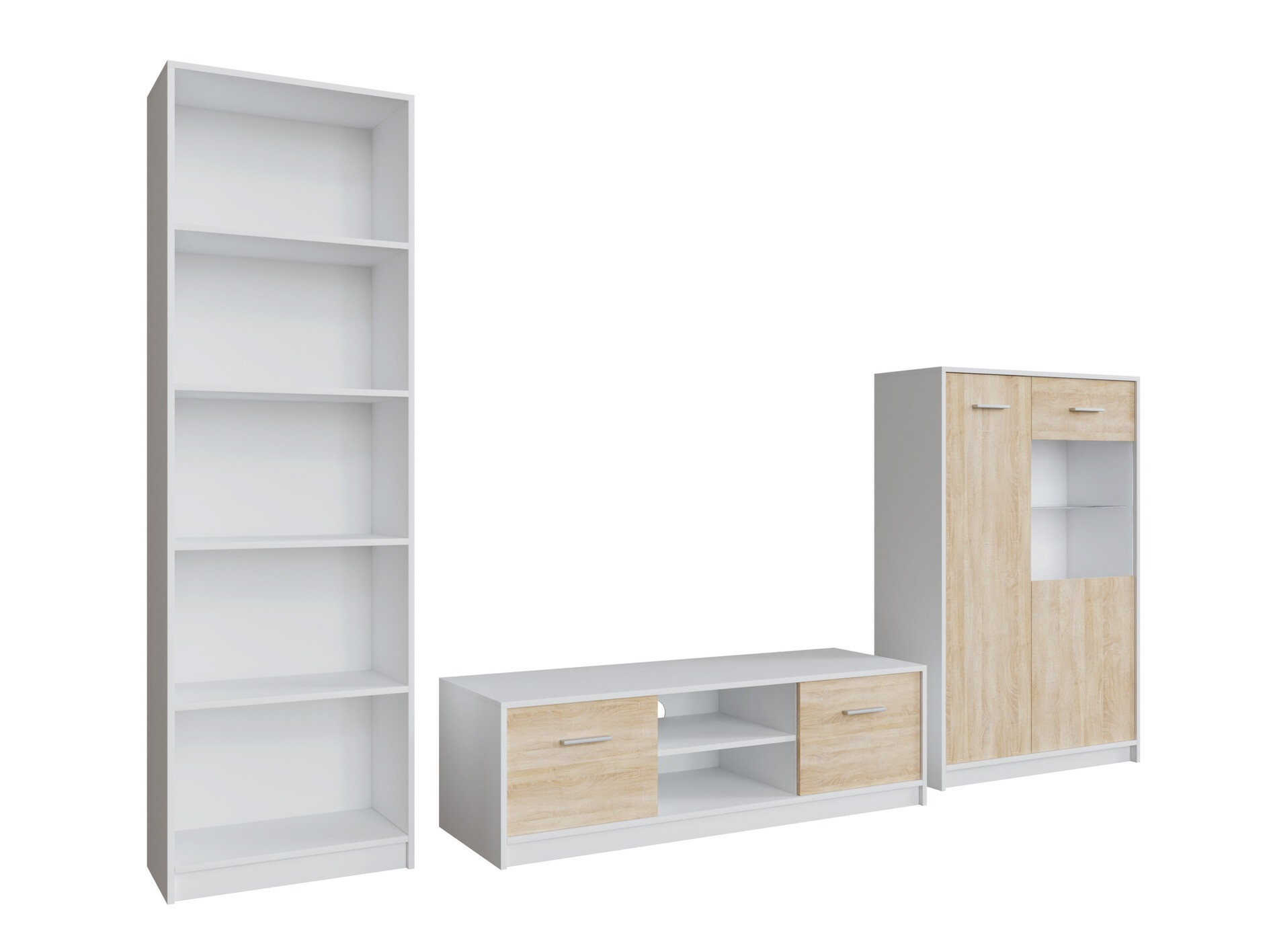 Set za dnevni boravak Novsore 164 (Bijela + Sonoma hrast)