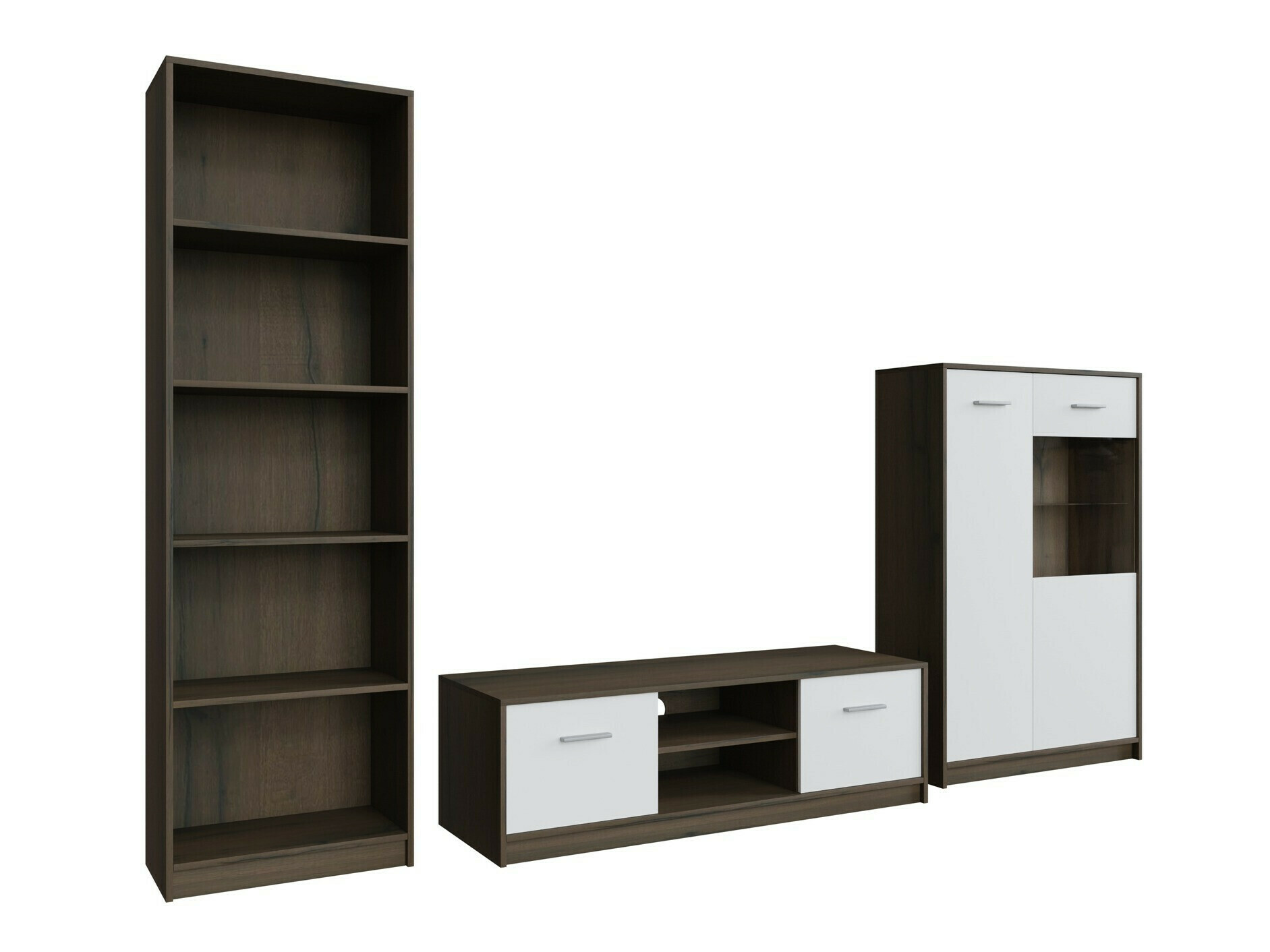 Set za dnevni boravak Novsore 164 (Tamni hrast + Bijela)