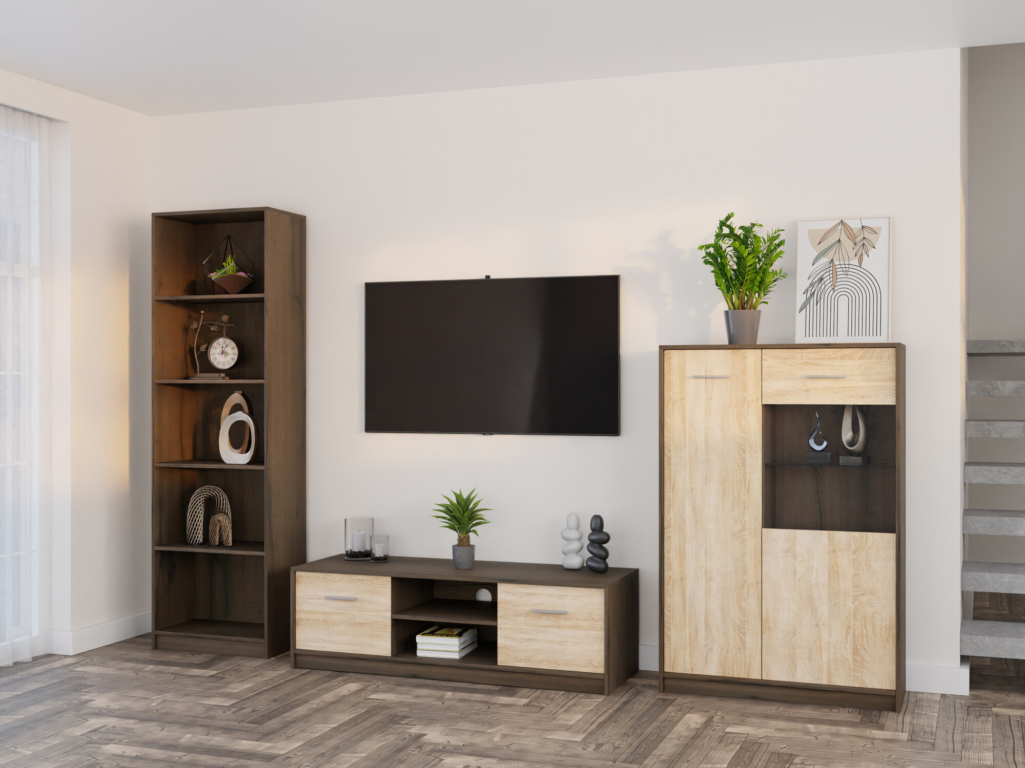 Set za dnevni boravak Novsore 164 (Tamni hrast + Sonoma hrast)