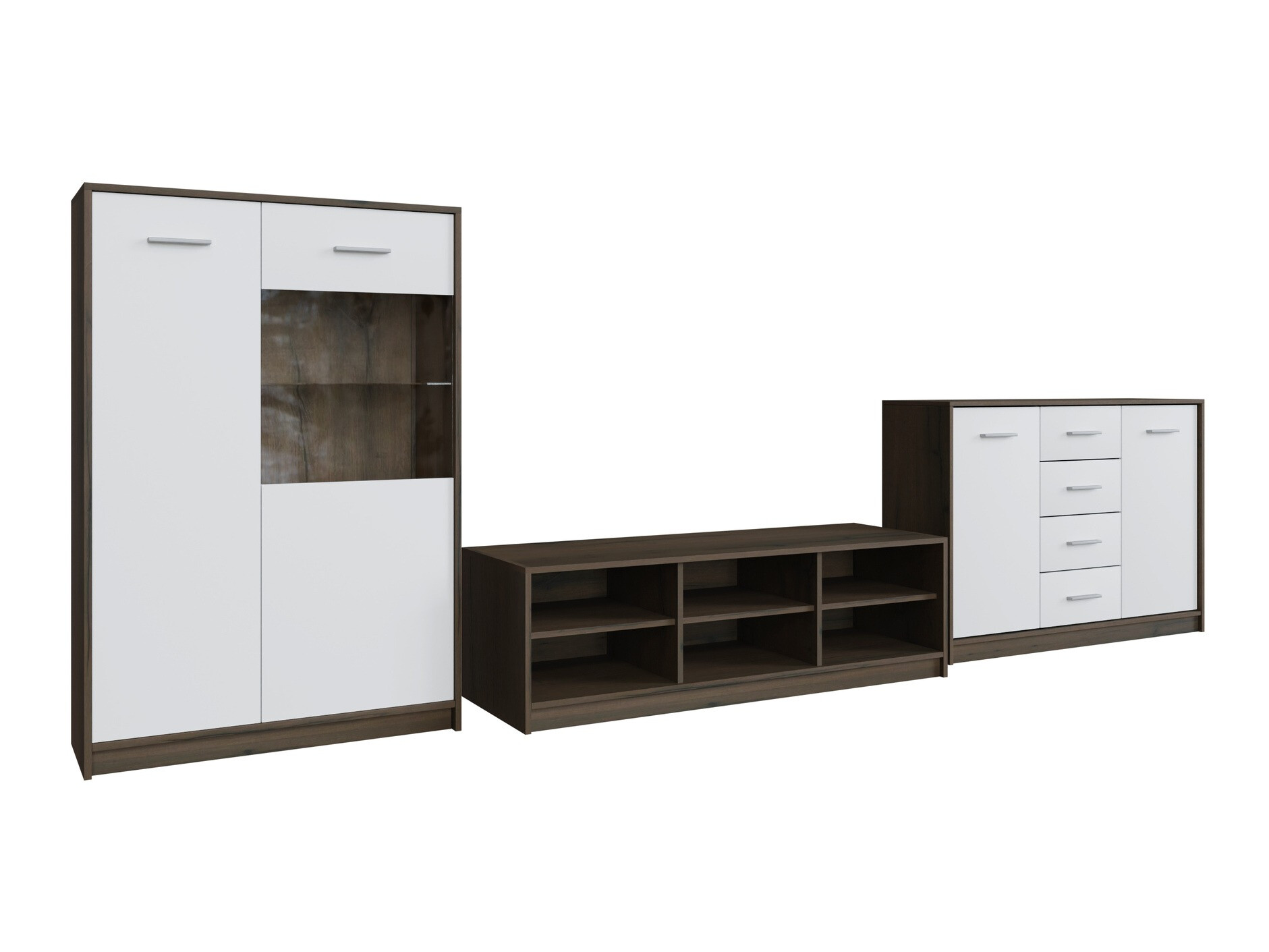 Set za dnevni boravak Novsore 165 (Tamni hrast + Bijela)