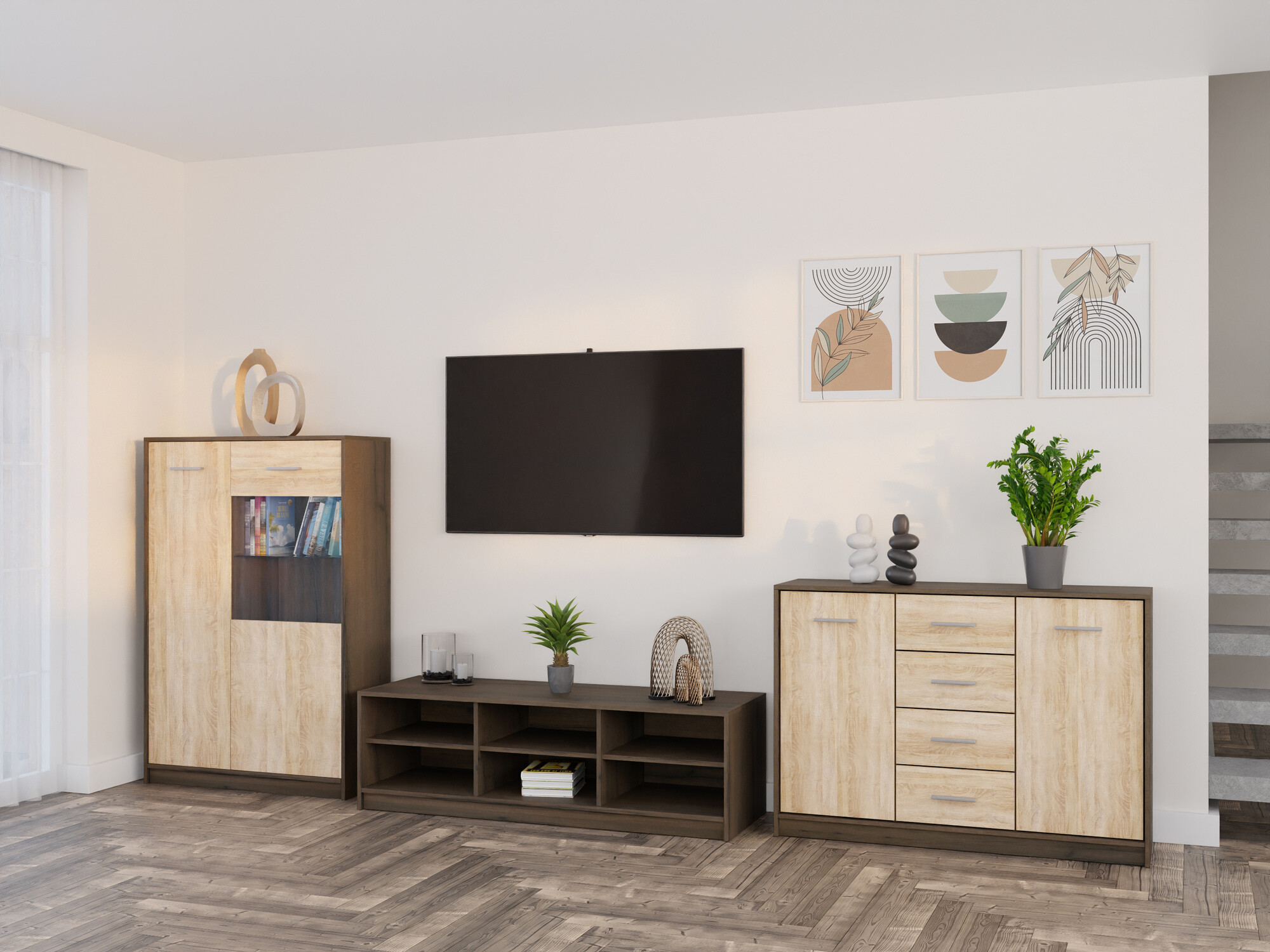 Set za dnevni boravak Novsore 165 (Tamni hrast + Sonoma hrast)