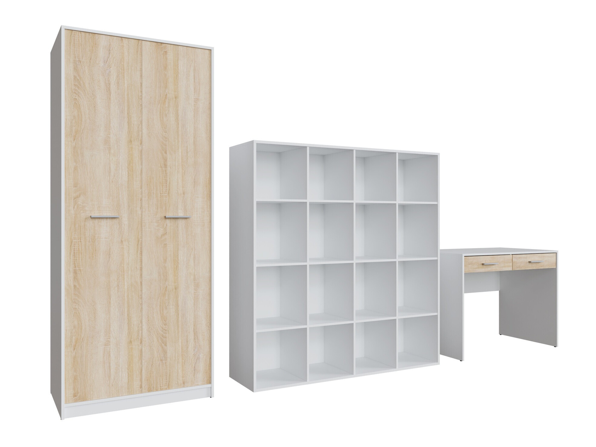 Set za kućni ured Novsore 166 (Bijela + Sonoma hrast)