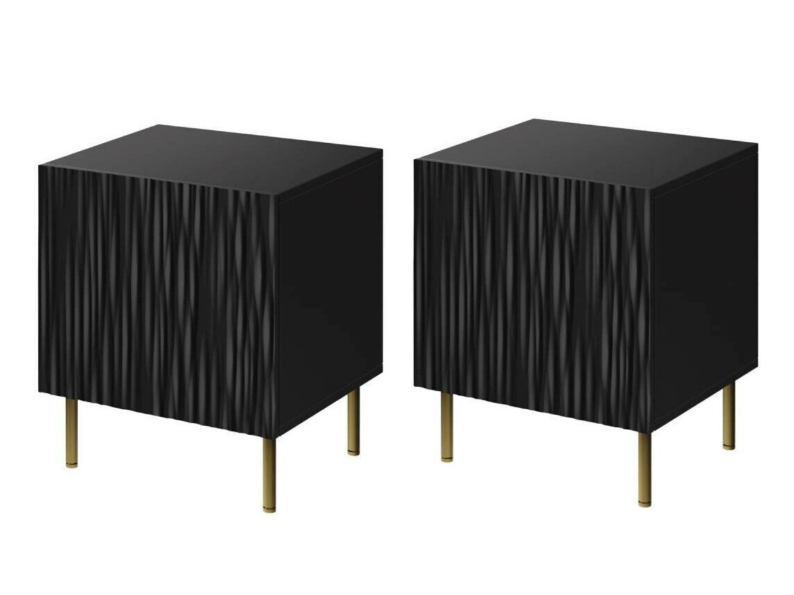 Set noćnih ormarića Lorelbo 102 (Crna + Zlatna)