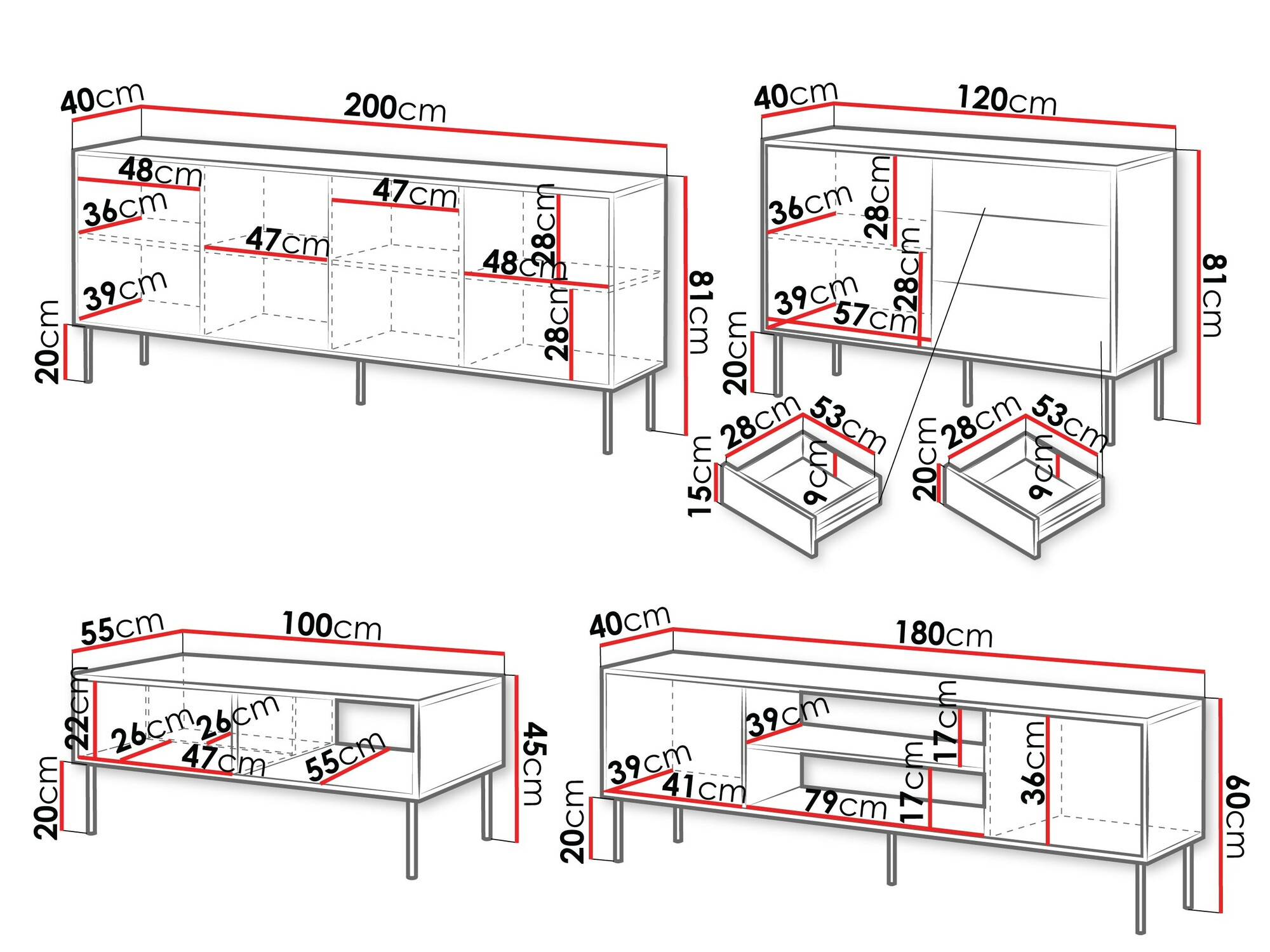 Set za dnevni boravak Flosoru 110 (Orah + Crna)