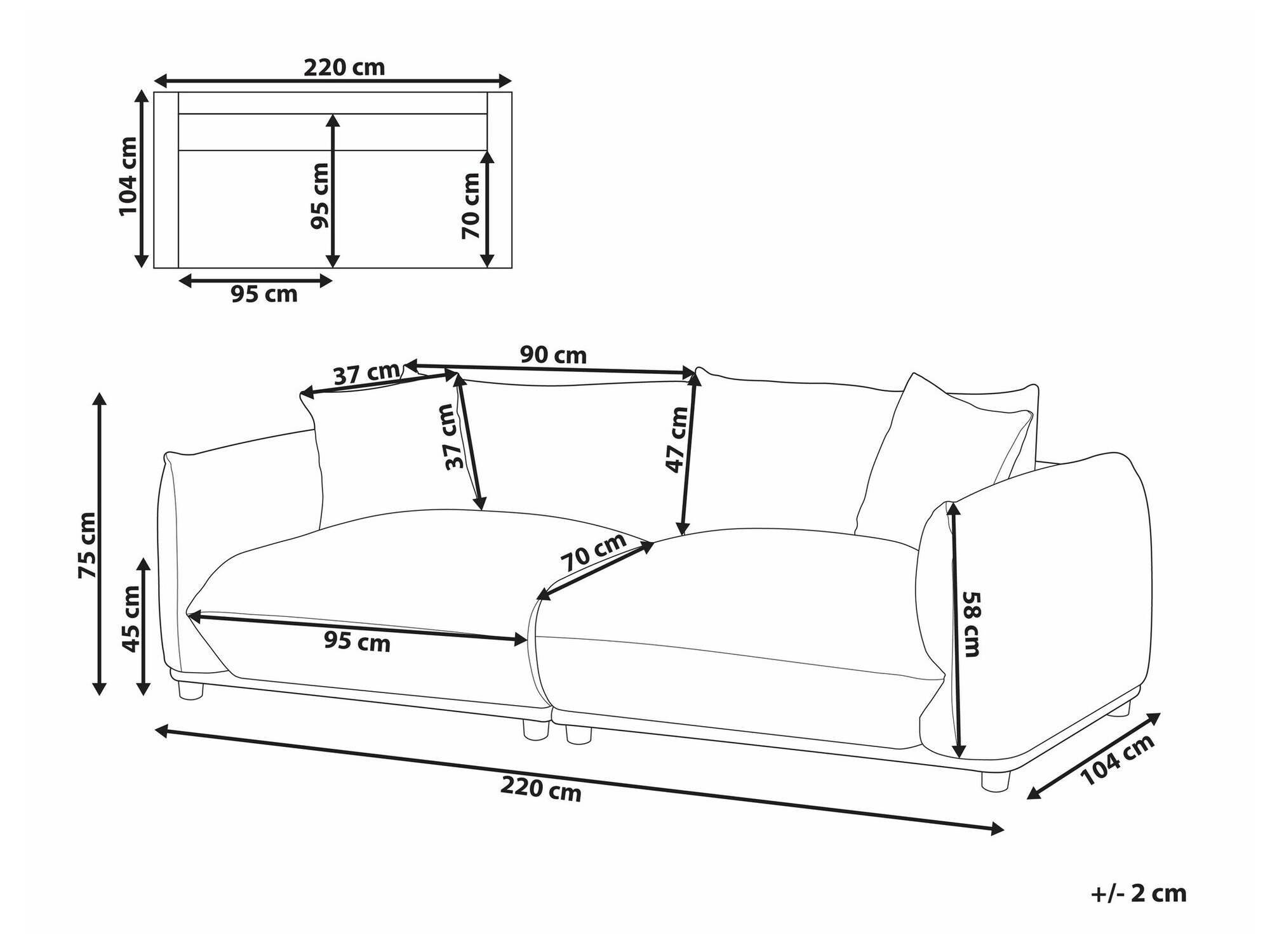 Kauč Berwyn 1360 (Tamno plava)