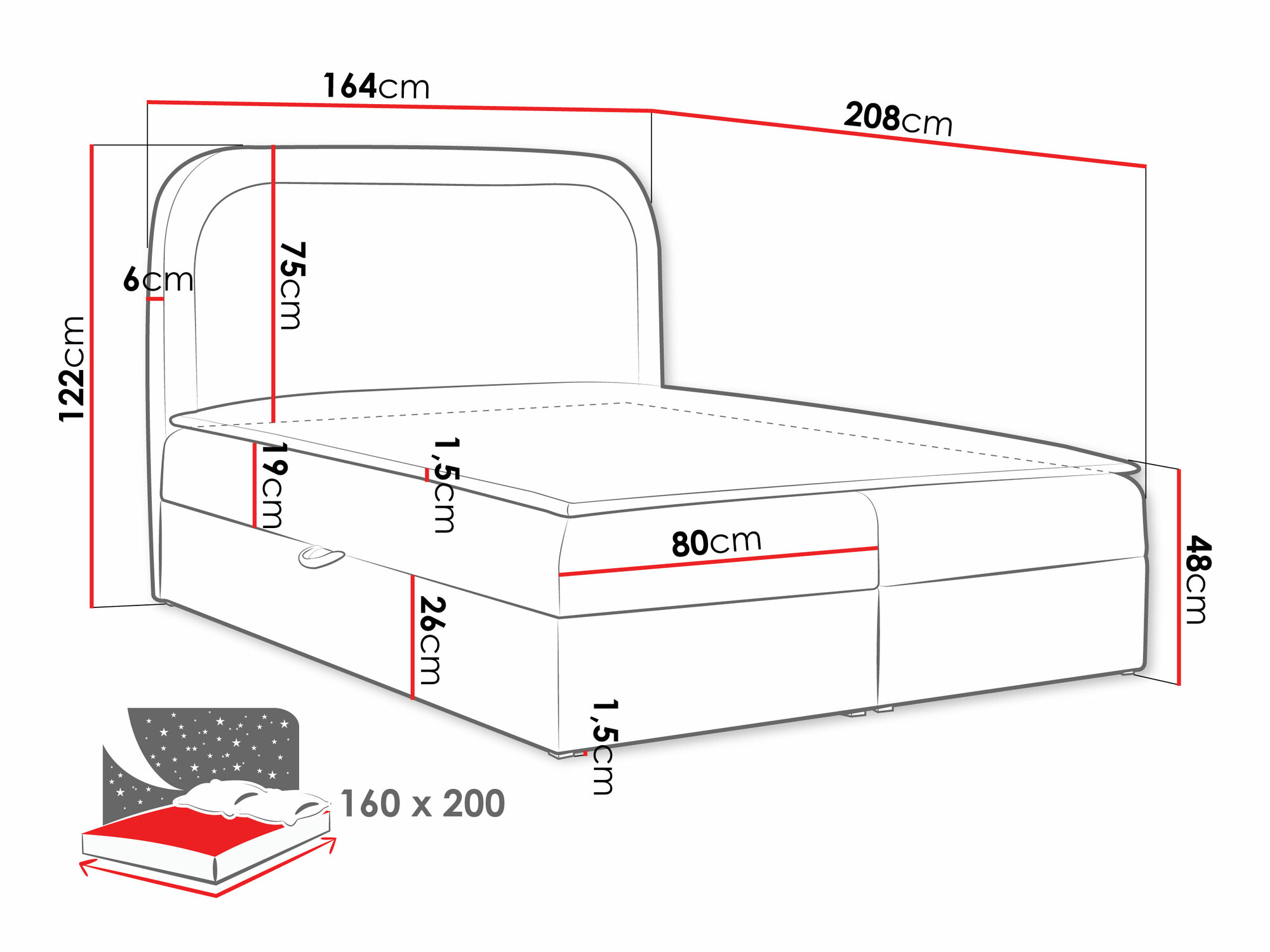 Boxspring krevet Color (Coral 65)