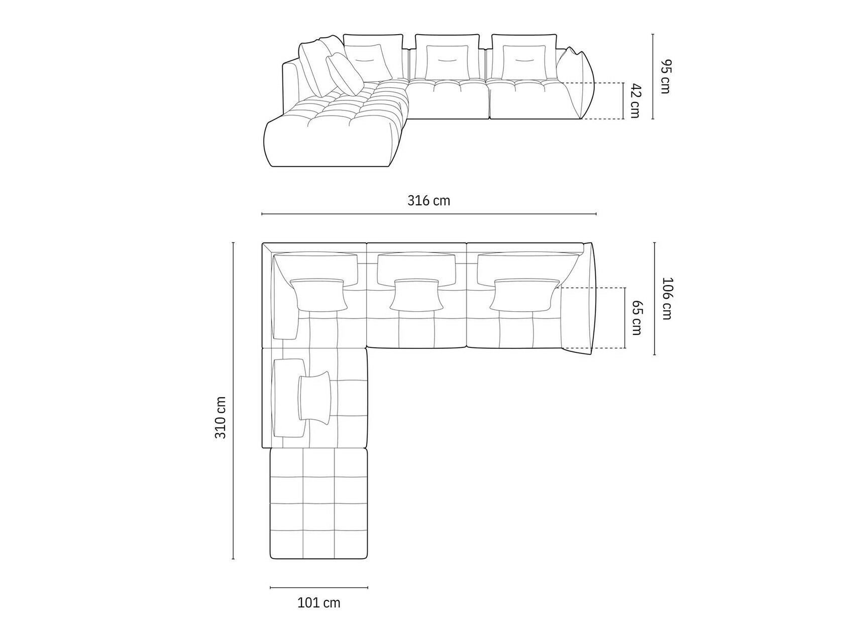 Modularna kutna garnitura Benorli 104 (Casino Sand)