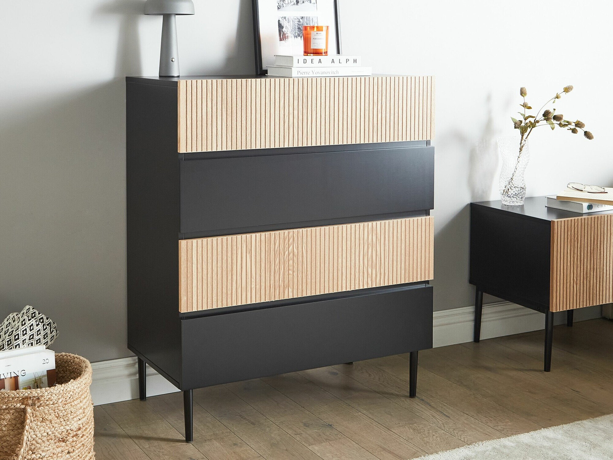 Komoda Floalu 102 (Crna + Smeđa)