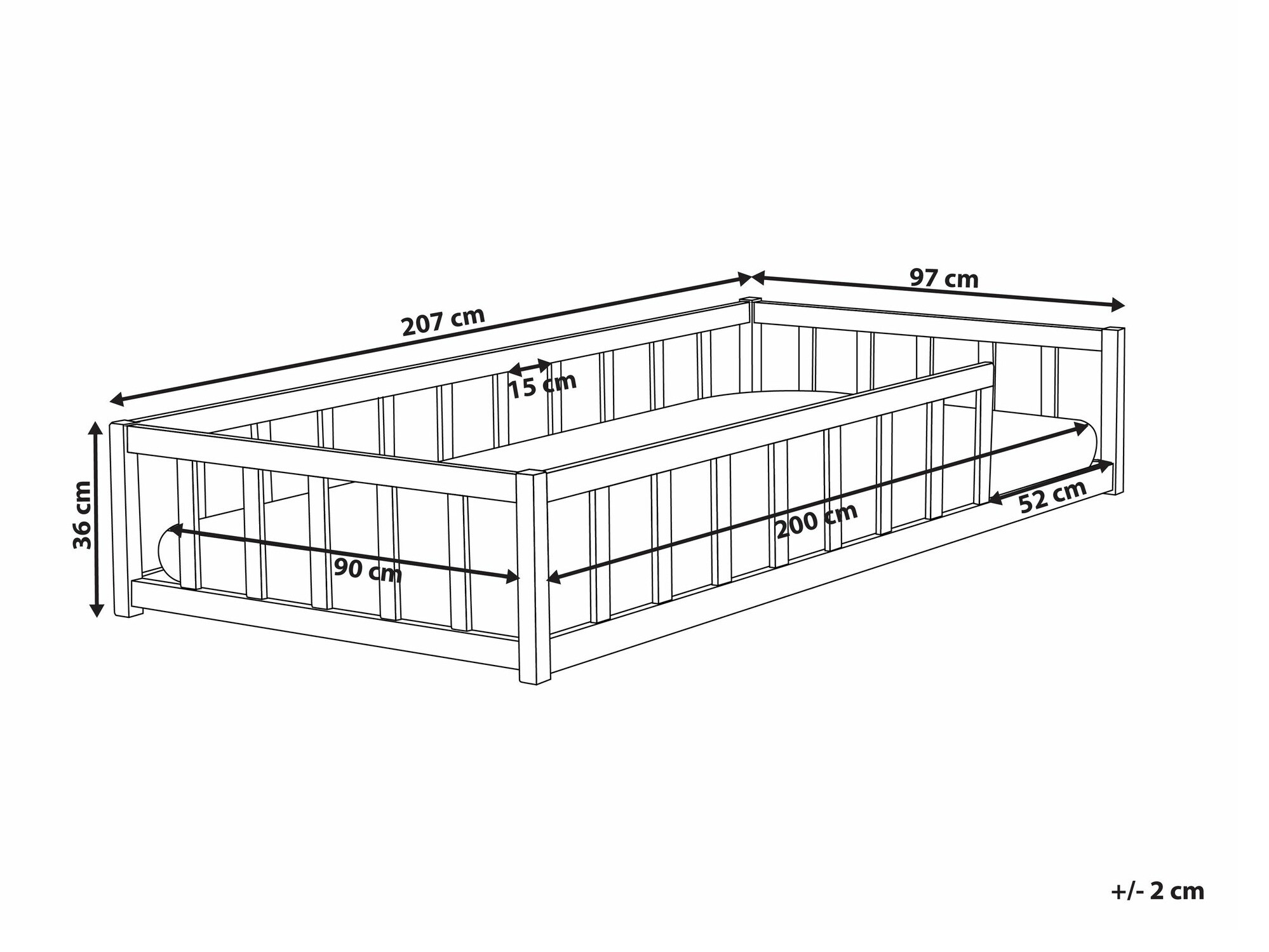 Krevet Berwyn 2580 (Svijetlo drvo)