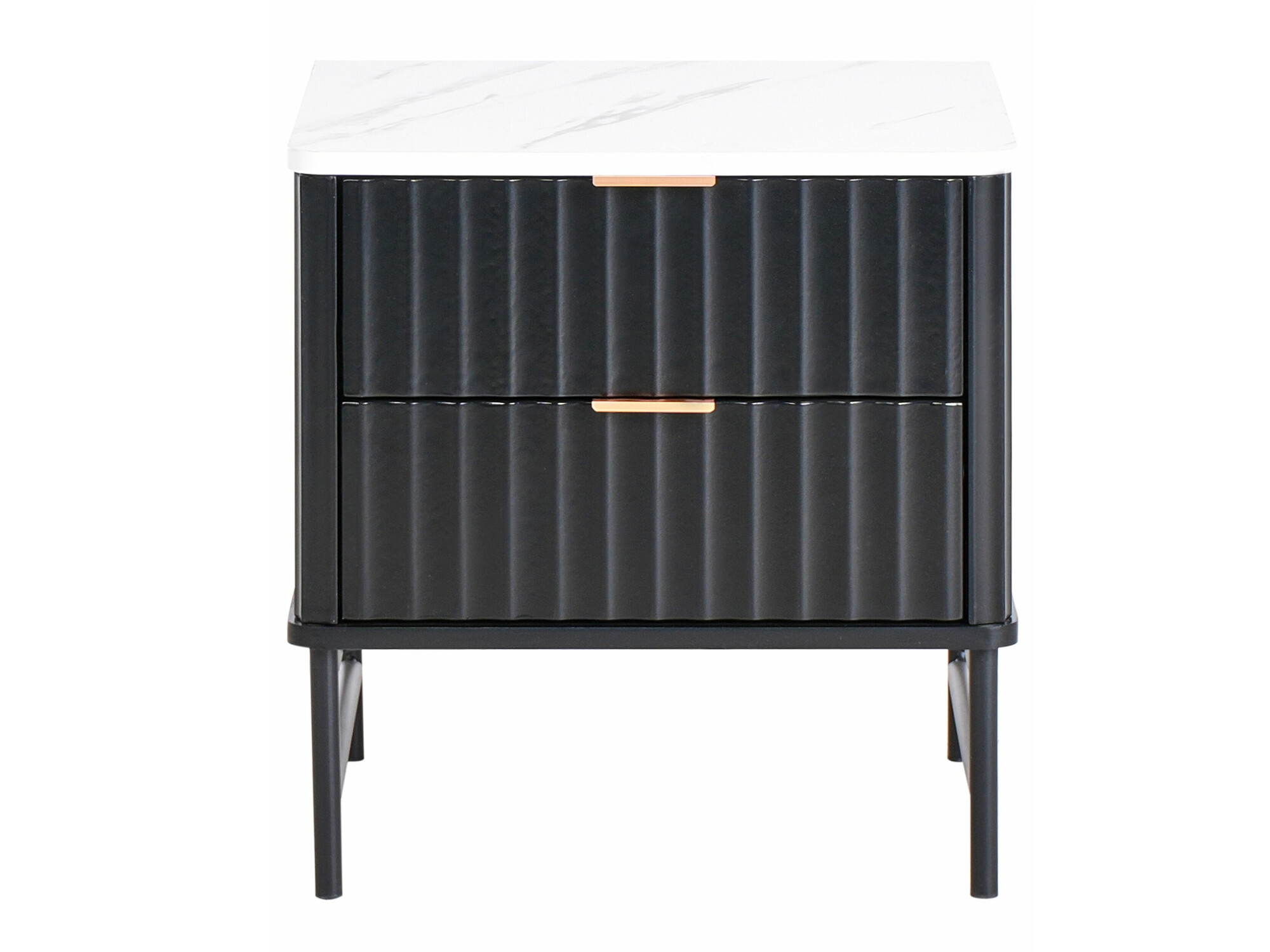 Noćni ormarić Berwyn 2578 (Crna + Bijeli mramor)