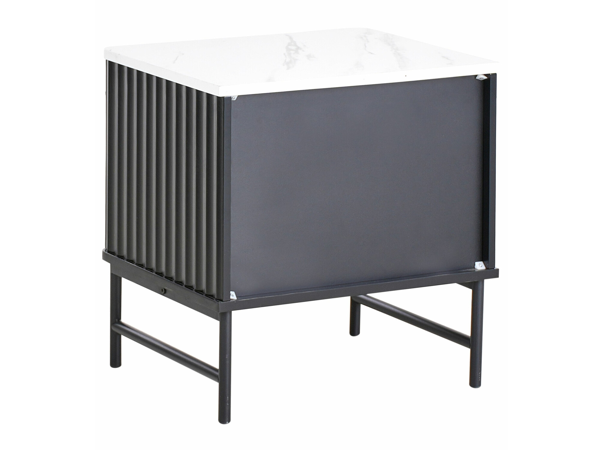 Noćni ormarić Berwyn 2578 (Crna + Bijeli mramor)