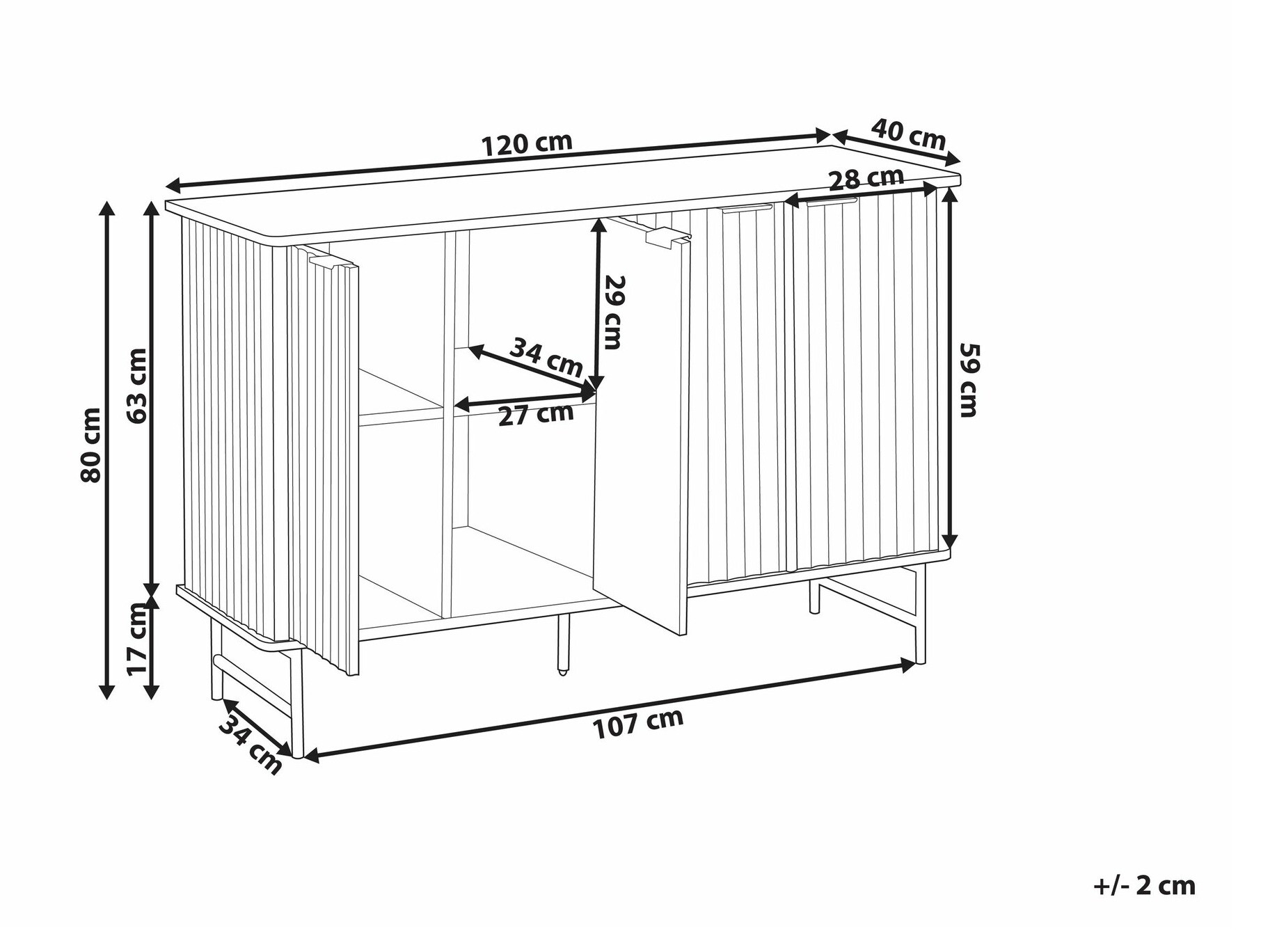 Ormarić Berwyn 2577 (Crna + Bijeli mramor)