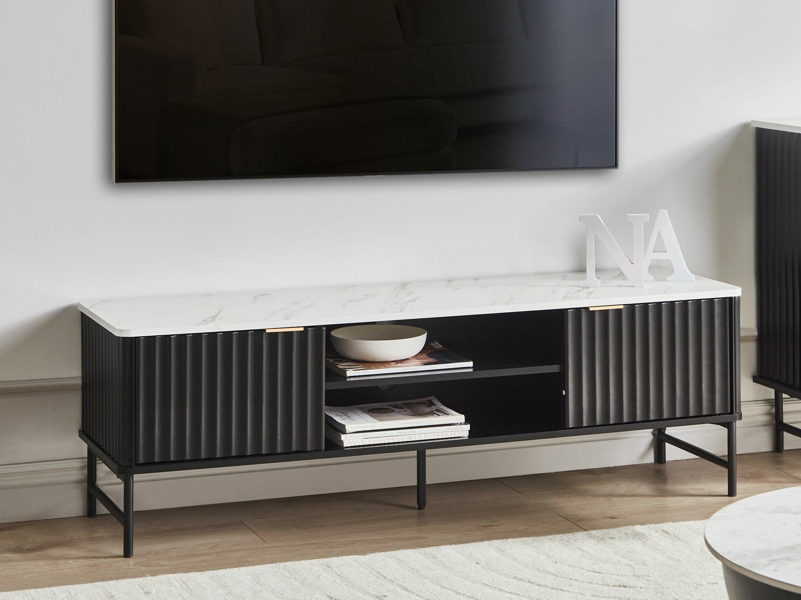 TV stol Berwyn 2575 (Crna + Bijeli mramor)