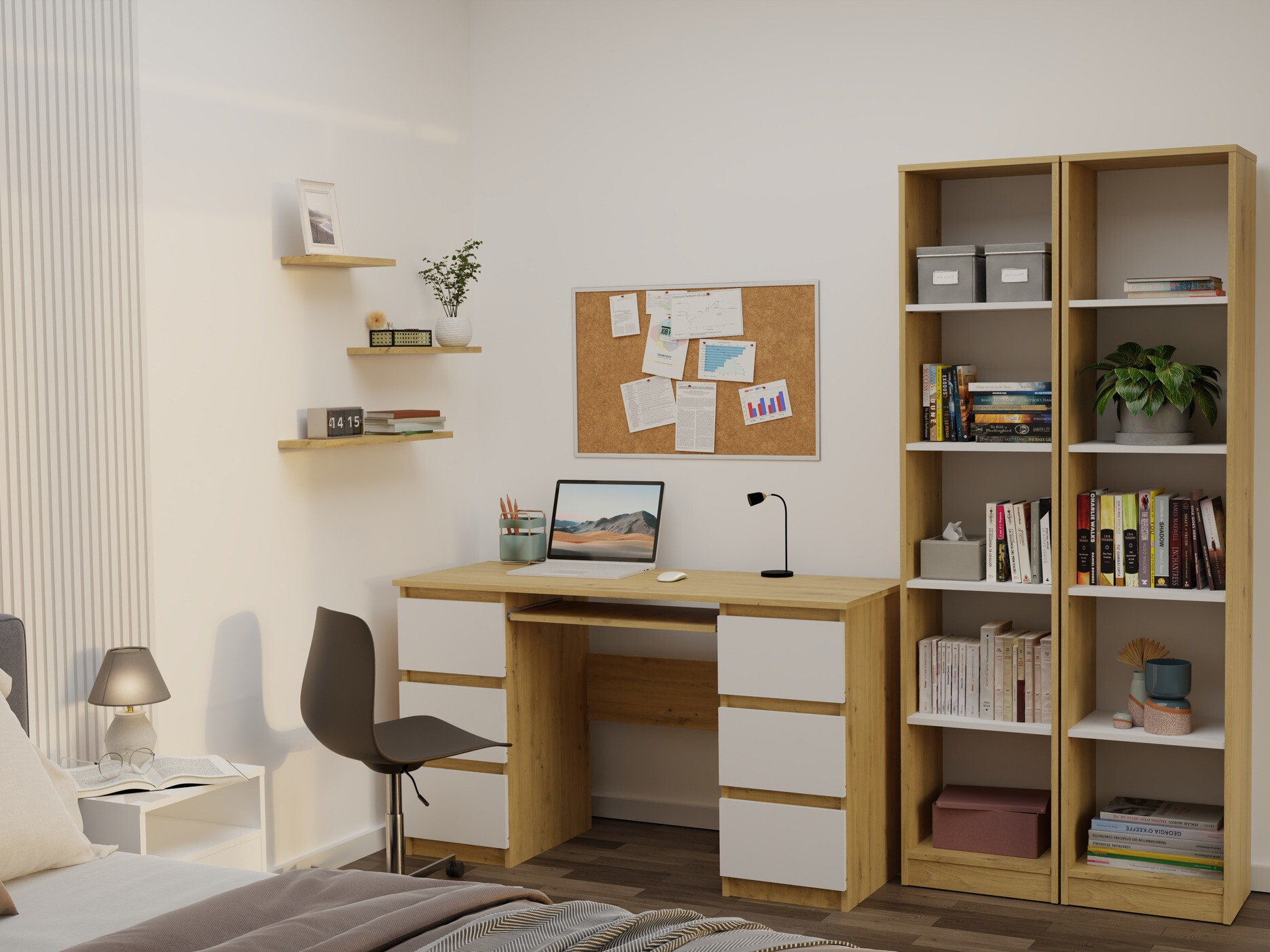 Polica Mandeville 183 (Artisan hrast + Bijela)