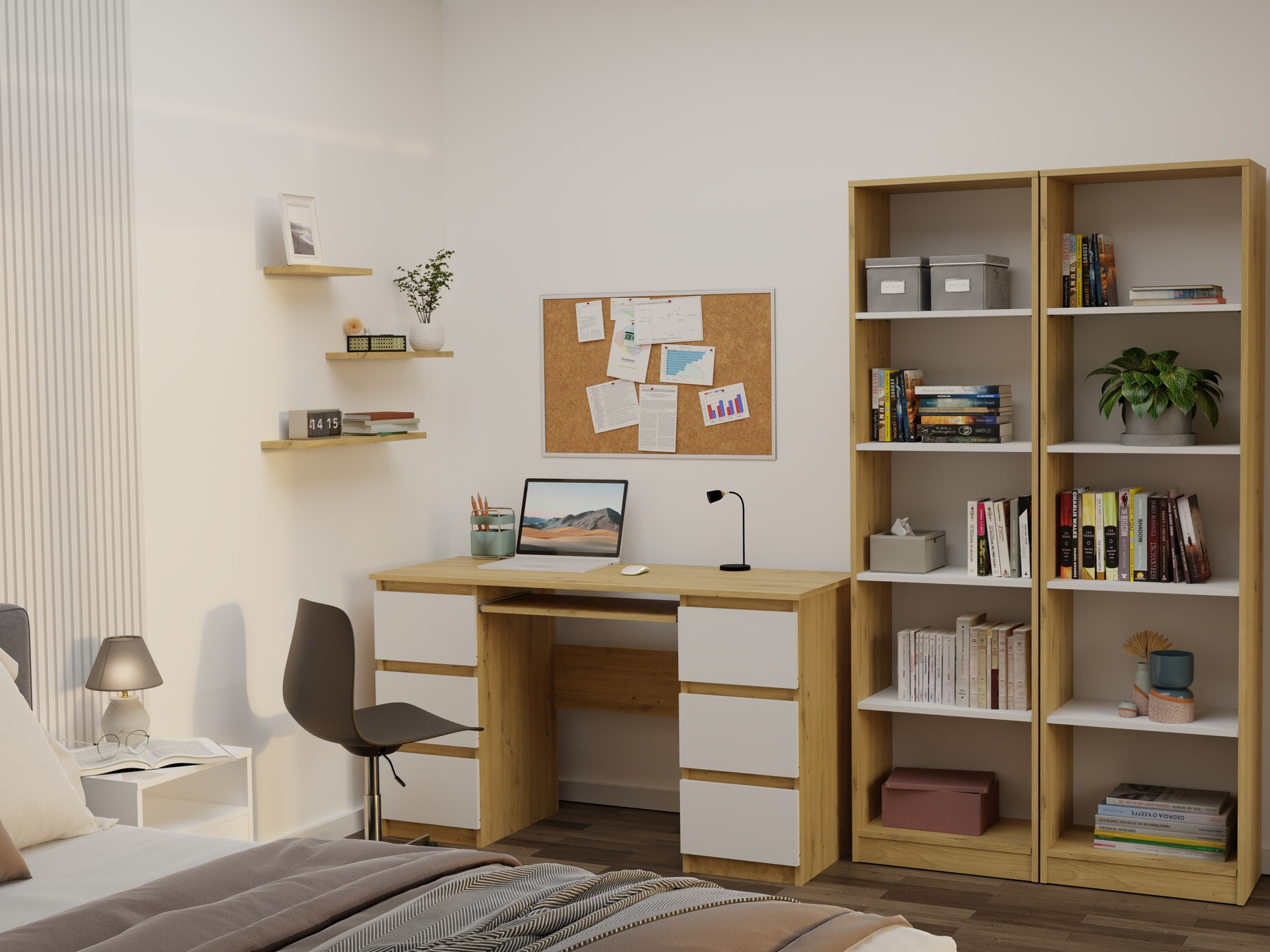 Polica Mandeville 188 (Artisan hrast + Bijela)