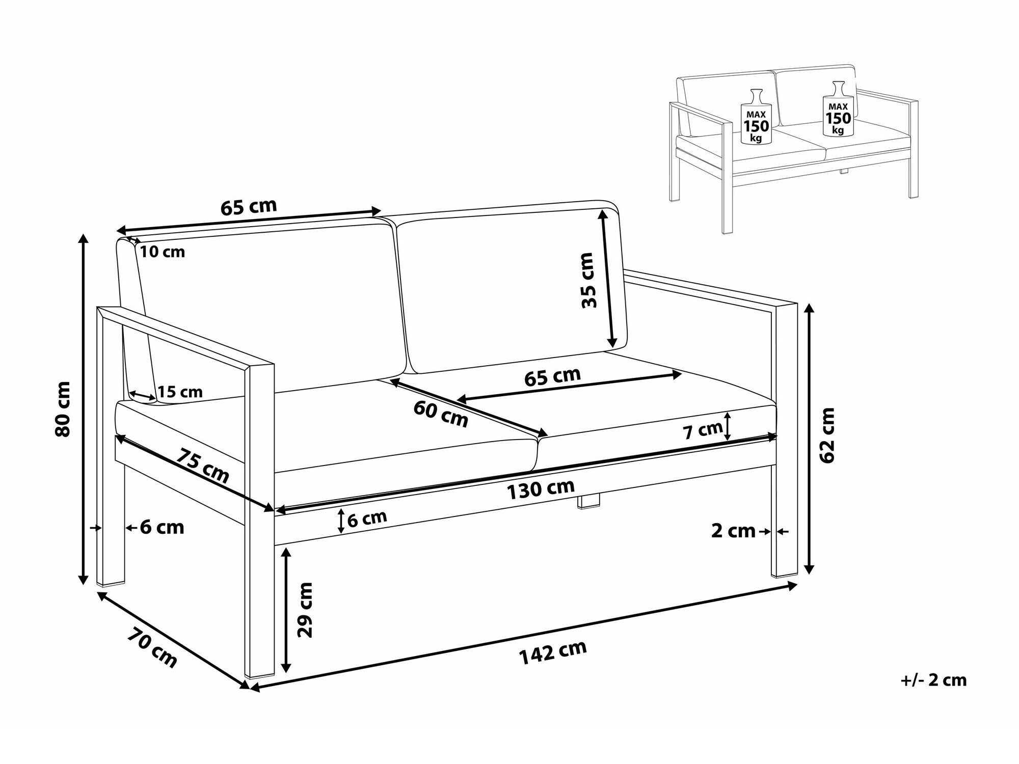 Vrtna sofa Berwyn 2581 (Svijetlo siva)