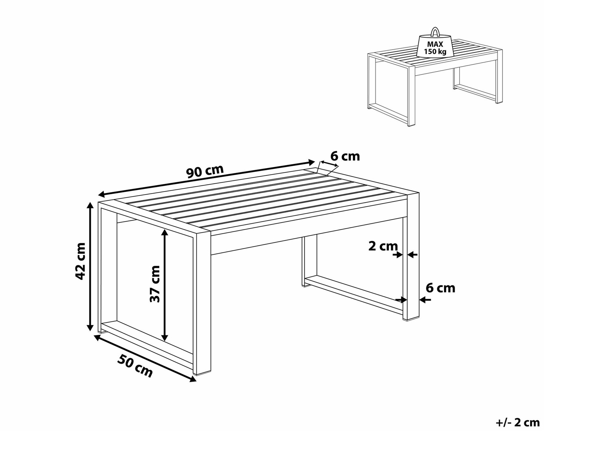 Vrtni stolić za kavu Berwyn 2583 (Tamno siva)