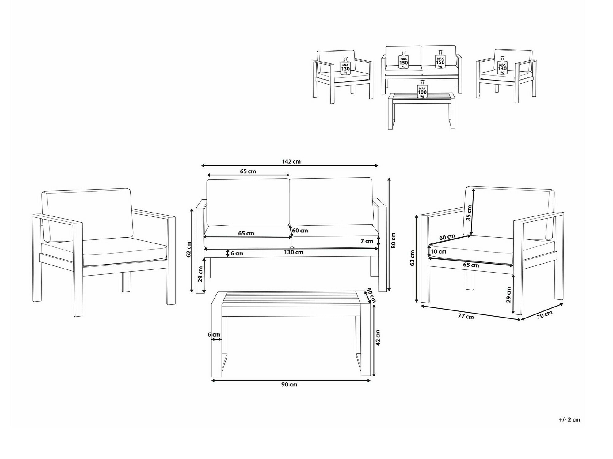 Set vrtnog namještaja Berwyn 2584 (Tamno siva)