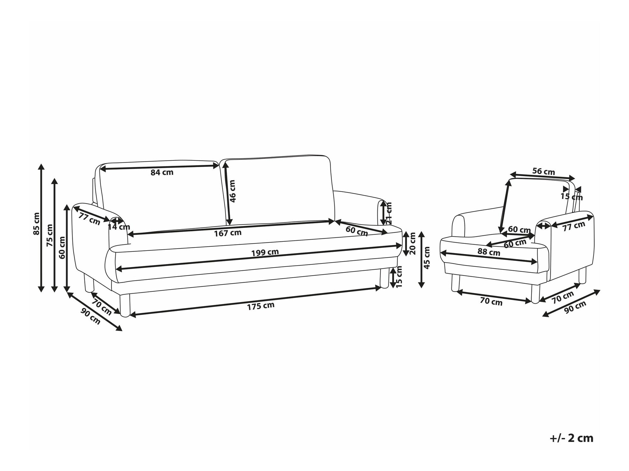 Tapecirani namještaj Berwyn 2588 (Bijela)