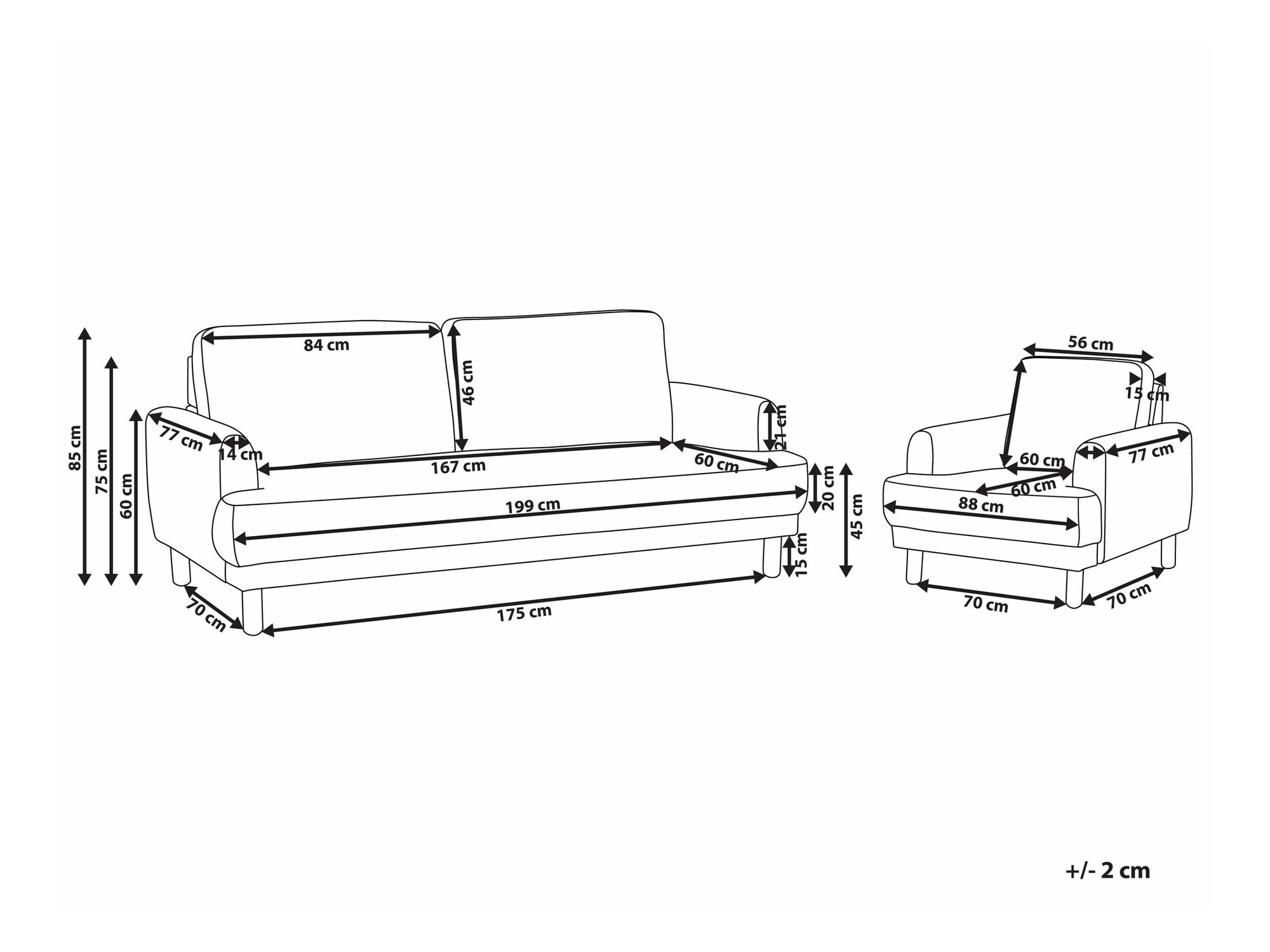 Tapecirani namještaj Berwyn 2588 (Krem)